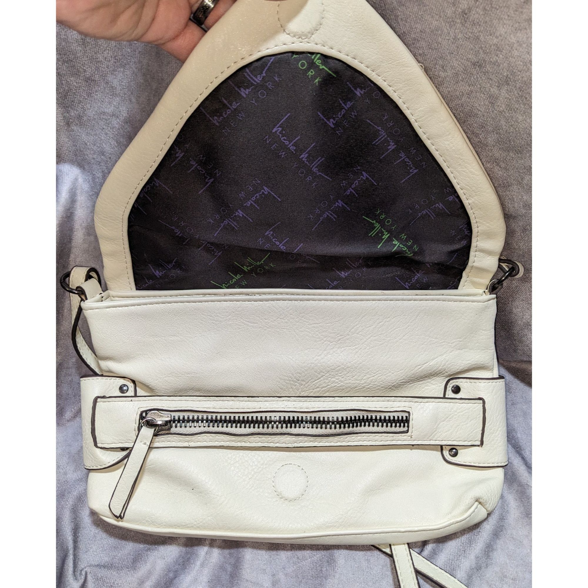Nicole Miller Nicole Miller New York Cream Faux Leather Crossbody Bag With Size ONE SIZE - 2 Thumbnail