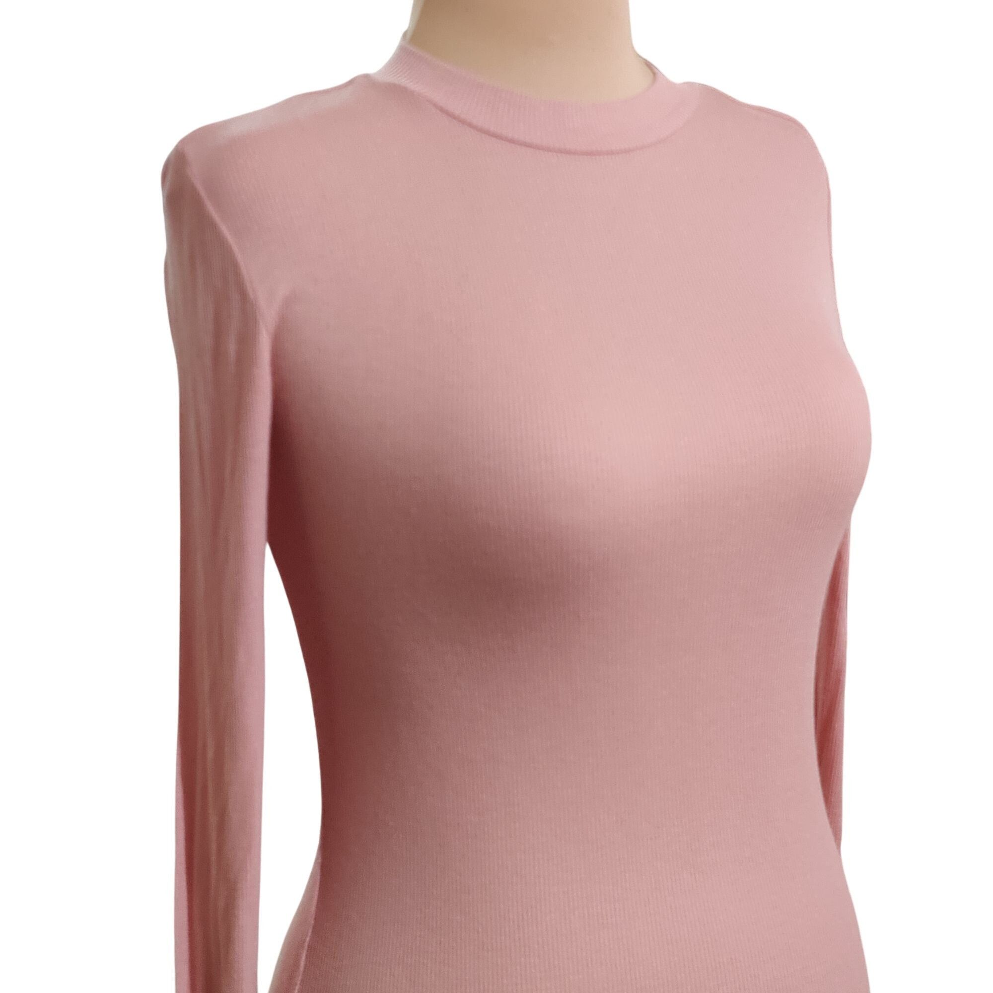 Other Timing L Pink Ribbed High Neck Top Long Sleeve Lightweight S Size L / US 10 / IT 46 - 2 Thumbnail