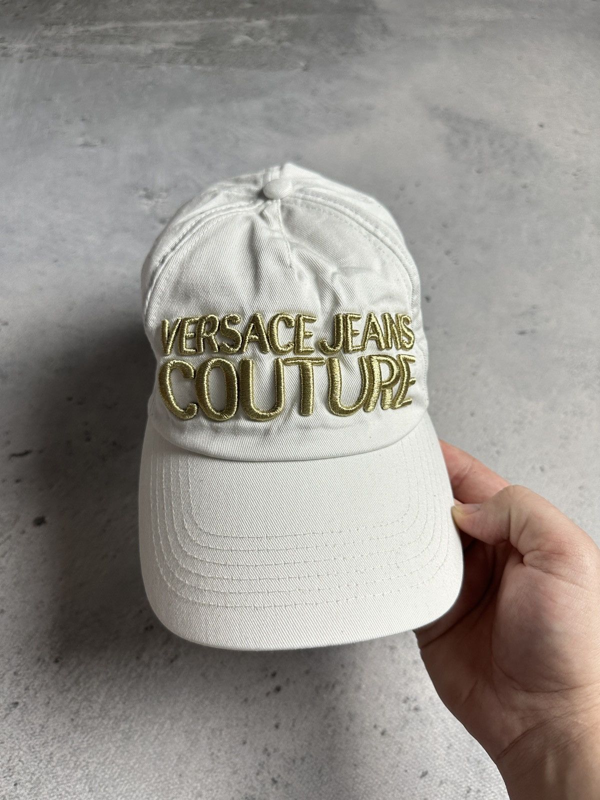 Versace Versace Jeans Couture White Gold Big Logo Cap Hat y2k Rap Size ONE SIZE - 7 Thumbnail
