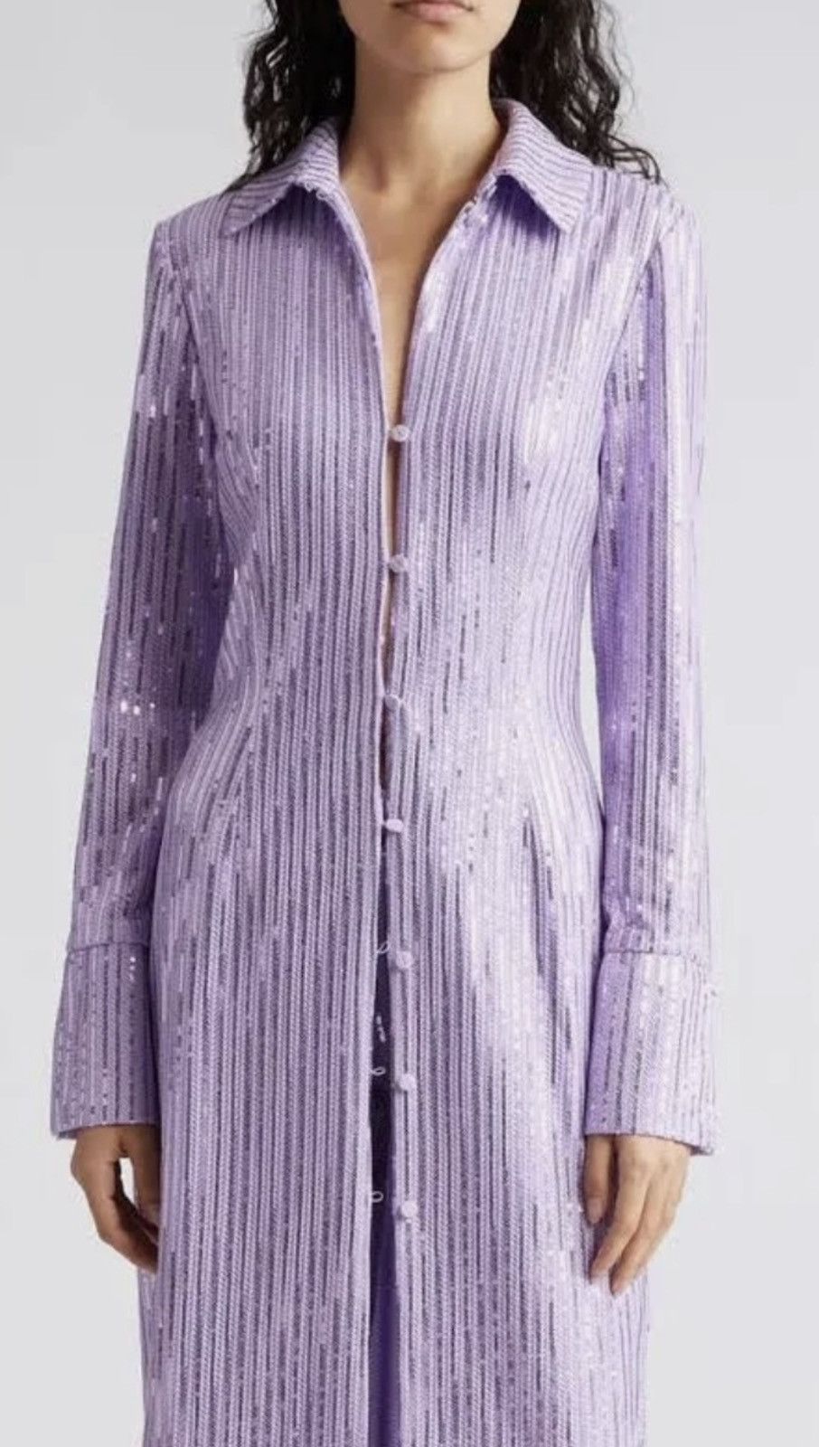 Stine Goya Stine Goya Sonja Sequin Long Sleeve Button-Up Shirtdress Size M / US 6-8 / IT 42-44 - 3 Thumbnail