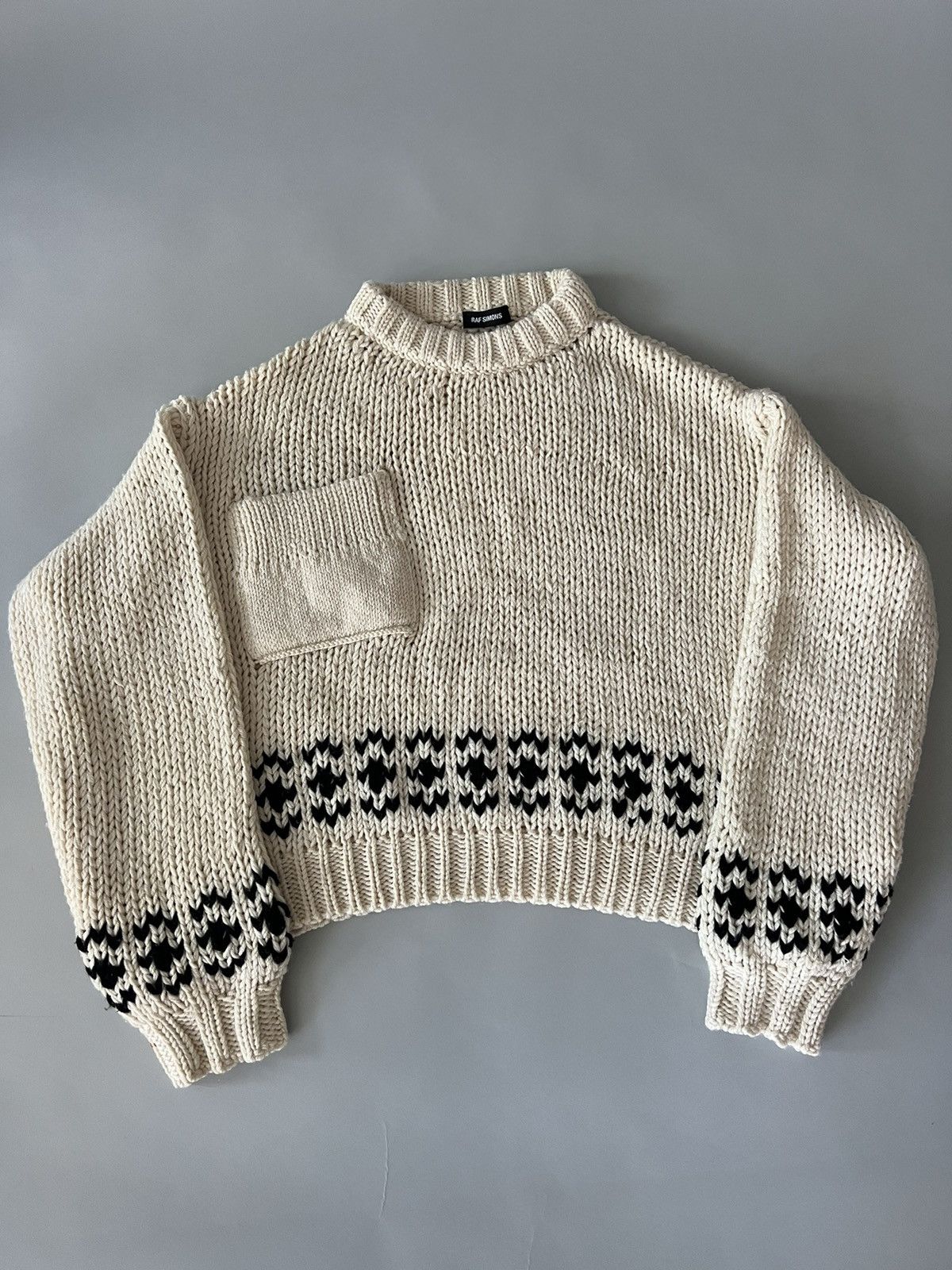 Raf Simons AW17 Oversized Disturbed Jacquard Sweater Size US M / EU 48-50 / 2 - 2 Thumbnail