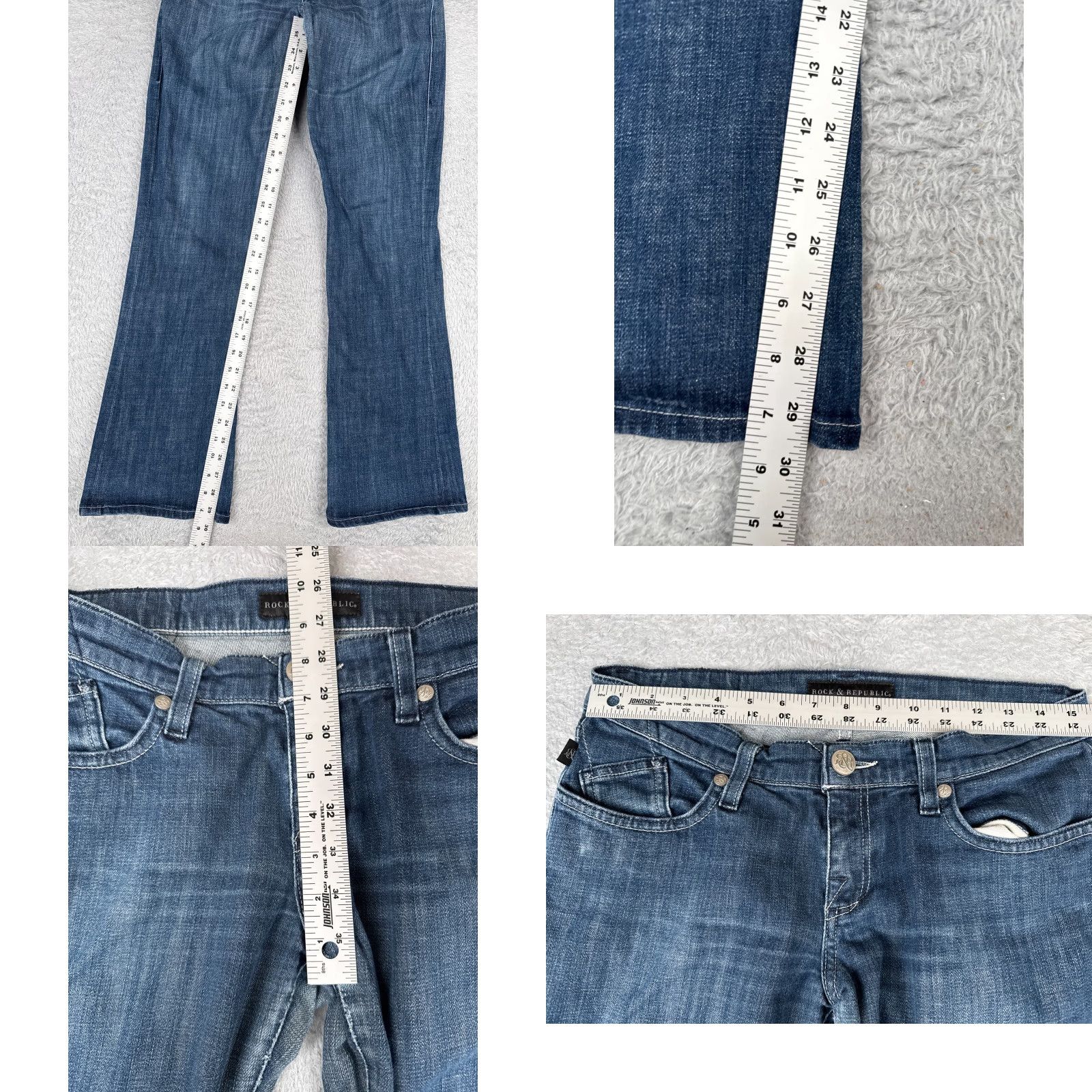 Vintage VINTAGE Rock & Republic Jeans Womens 28 Bootcut Flare Denim Regular Fit Blue 30x30 Size 28" / US 6 / IT 42 - 8 Thumbnail