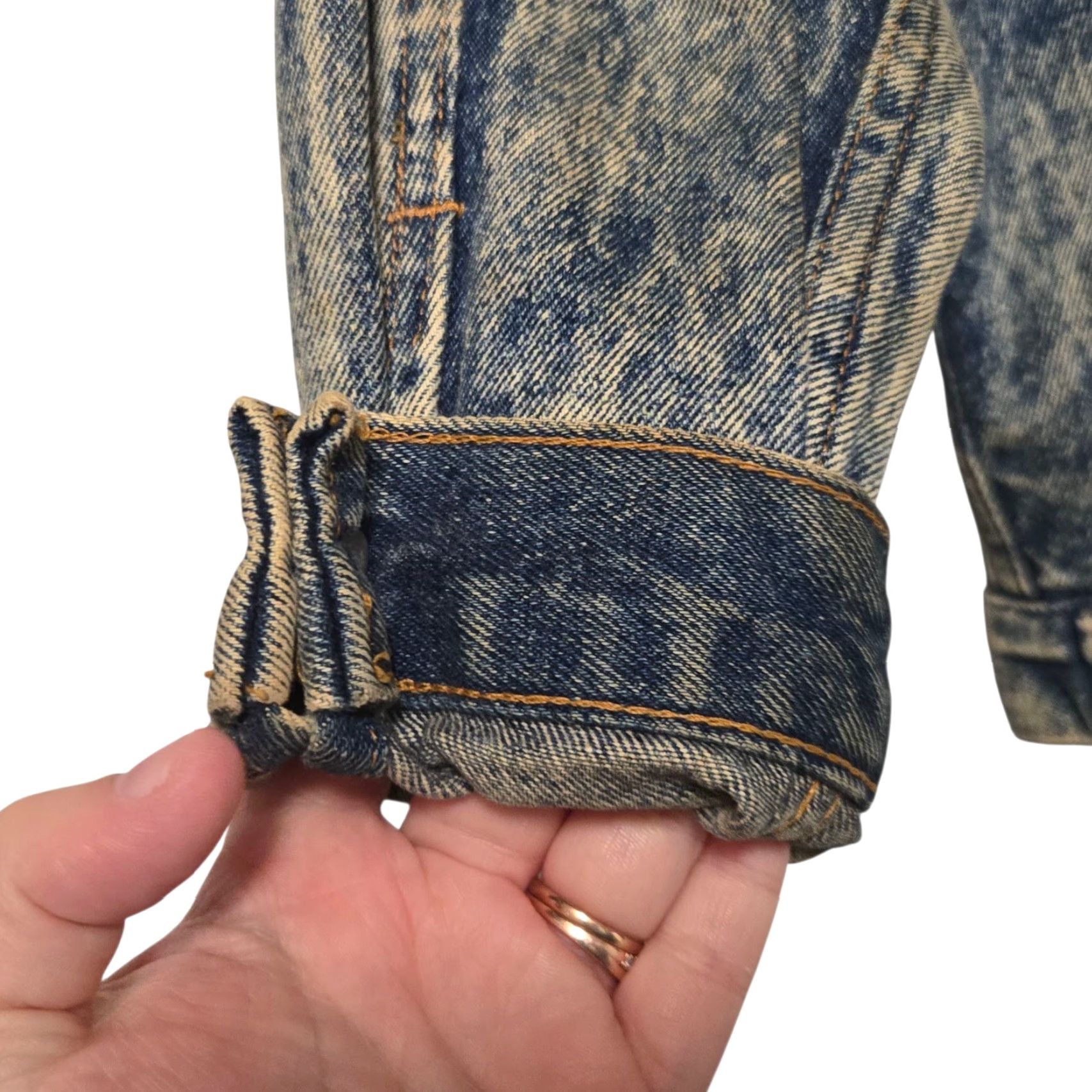 Vintage VINTAGE Rolling Rock Jean Jacket Mens Small Patch Embossed 80s Acid Wash Denim Bomber Jacket Blue Size US 29 - 6 Thumbnail