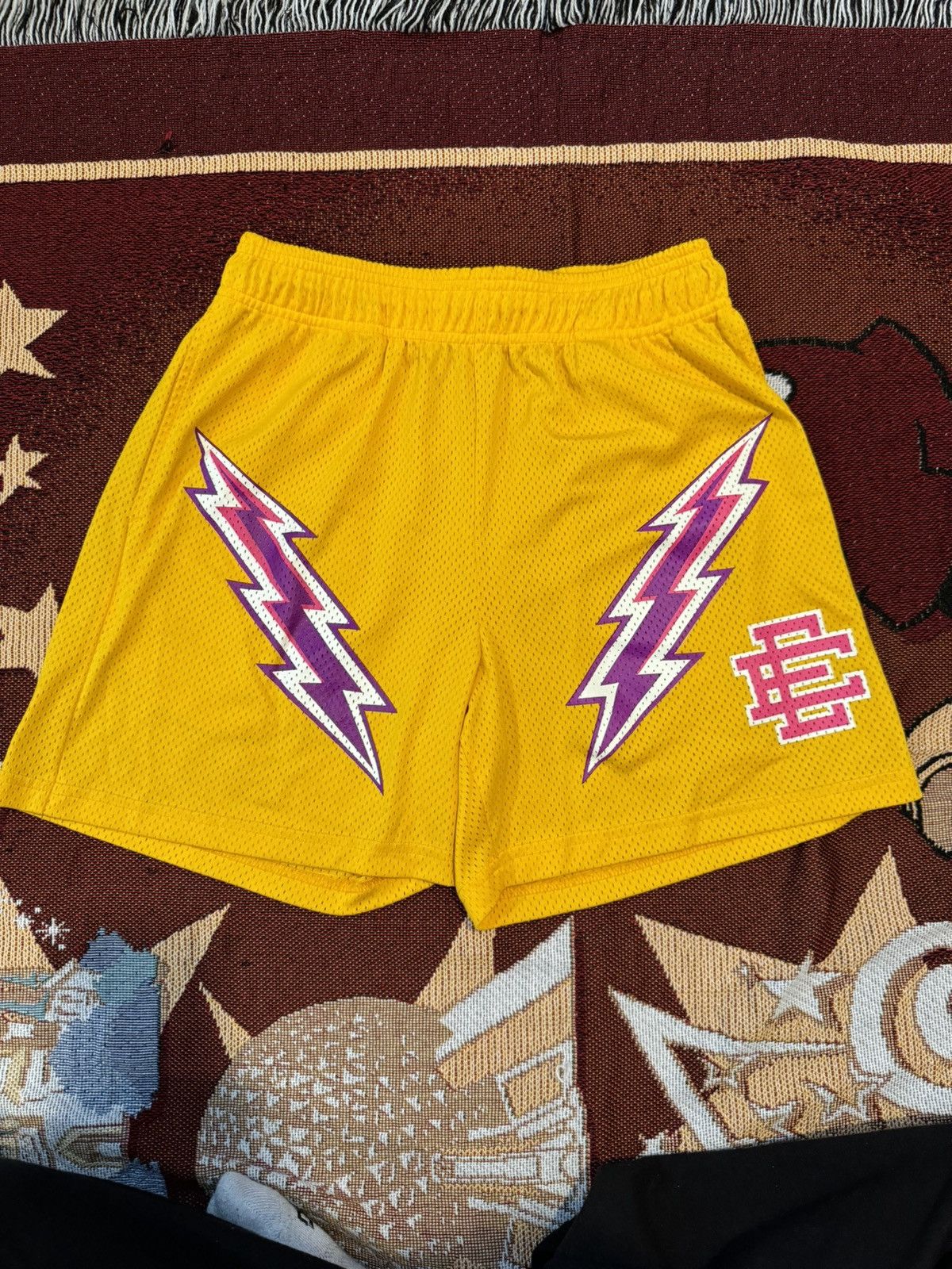 Eric Emanuel Basic Lightning Bolt shorts and Bape shorts popular