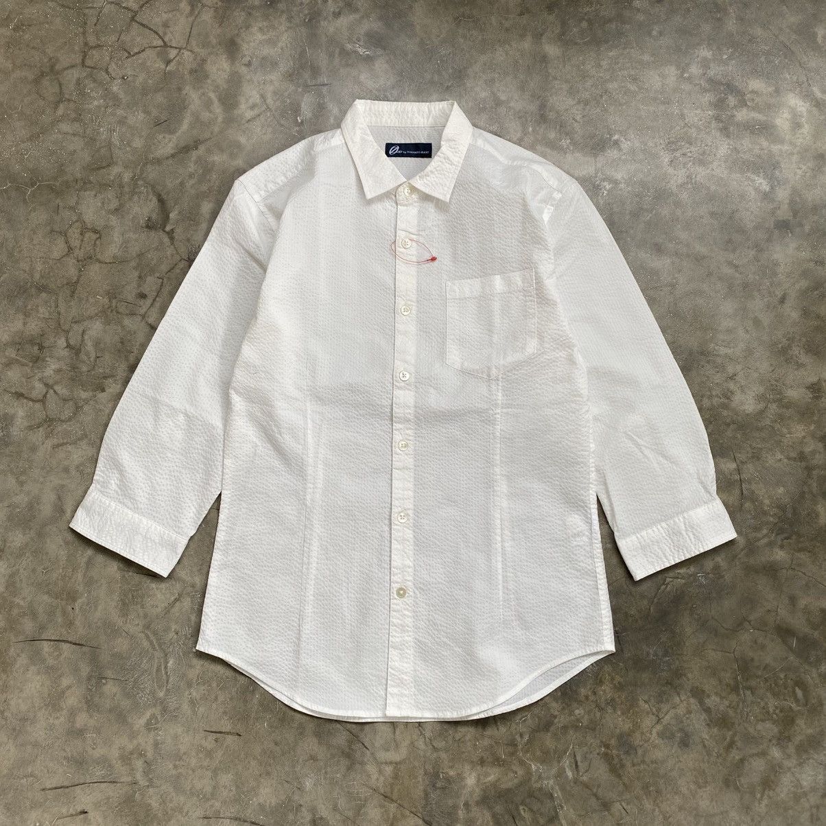 Tornado Mart Zero By Tornado Mart White Seersucker Button Up Shirt Size US M / EU 48-50 / 2 - 1 Thumbnail