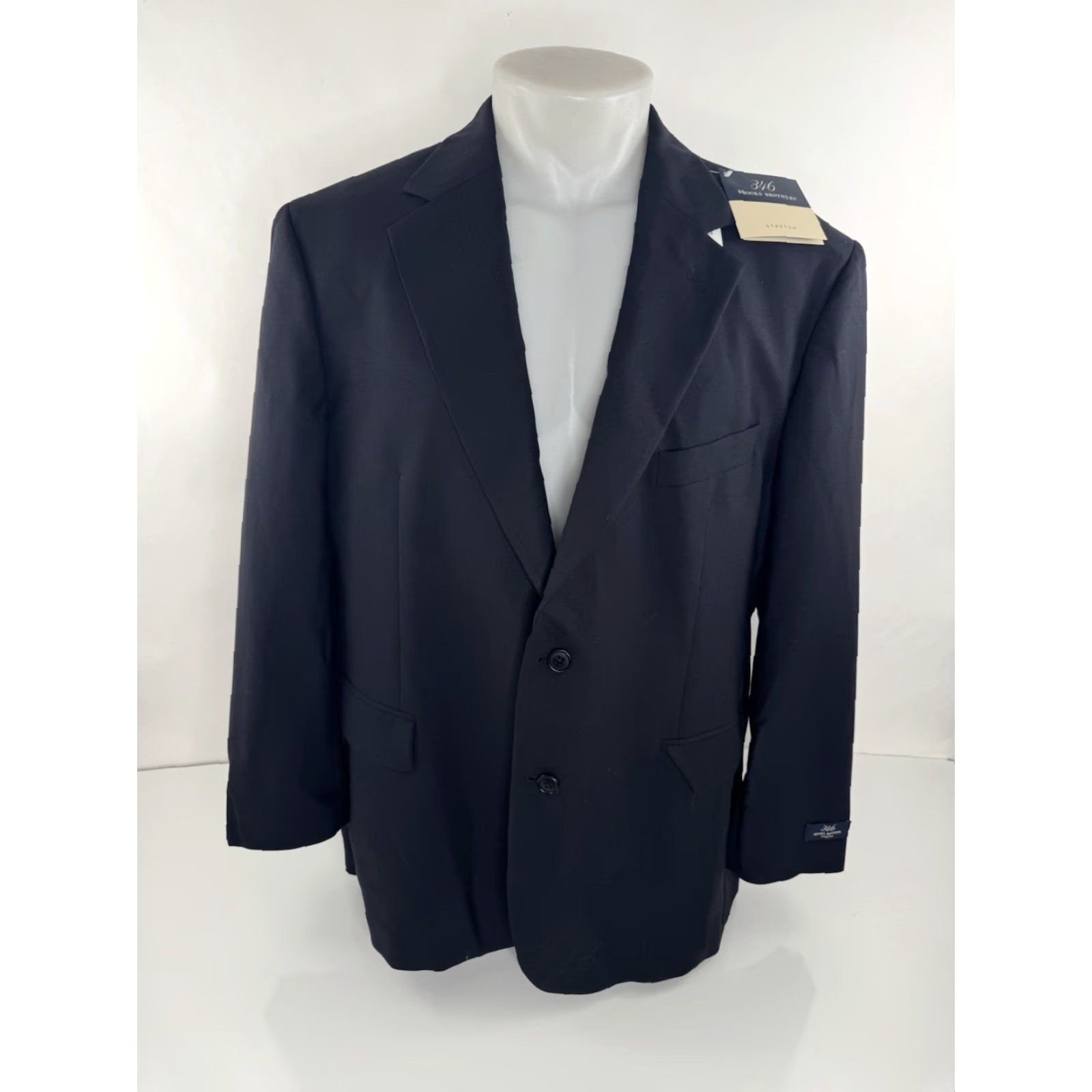 Brooks Brothers BROOKS BROTHERS Blazer - Wool Blend Stretch - 44S - Wool Blazer Jacket - Blackish Very Dark Blue - Men - Short Length - Tags New Size 44R - 2 Thumbnail