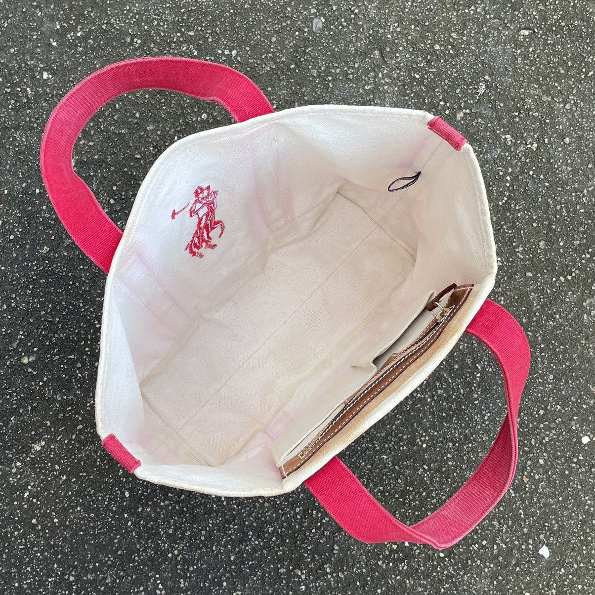 Polo Ralph Lauren × Vintage Vintage 90s Ralph Lauren Big Ponny Red White Canvas Tote Size ONE SIZE - 5 Thumbnail