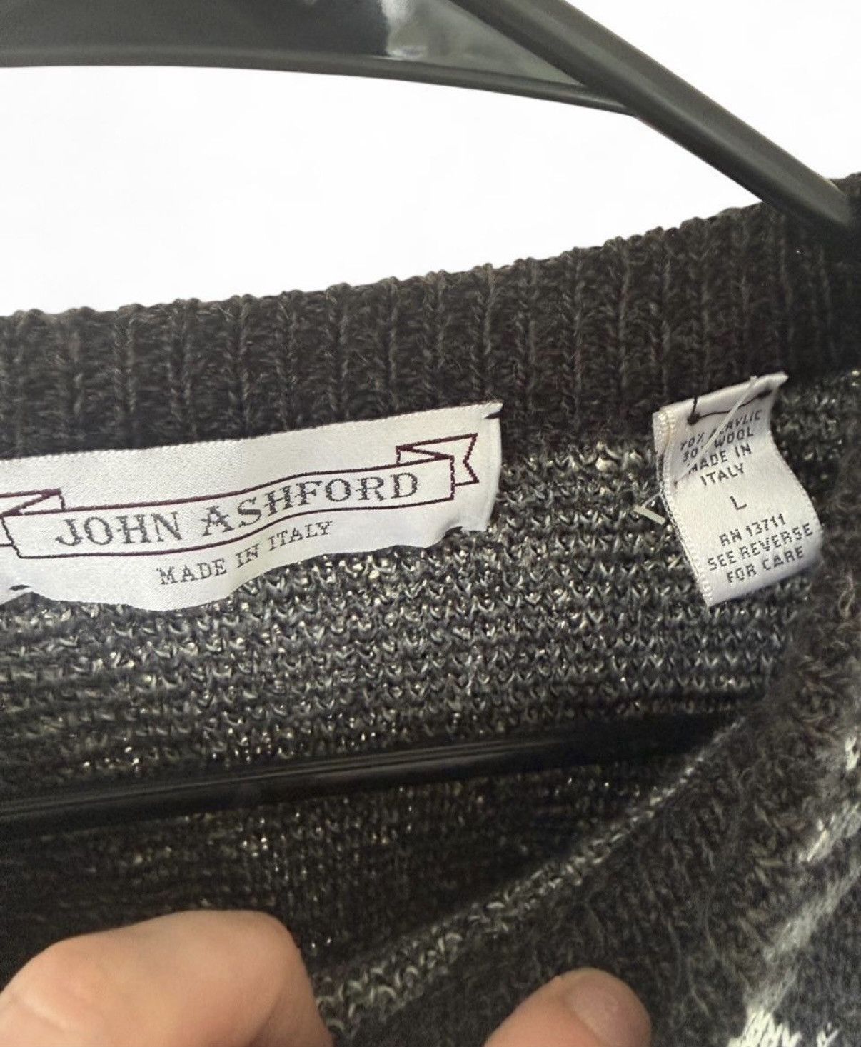 John Ashford John Ashford Black & Grey Knit Sweater Sz L NWT Size US L / EU 52-54 / 3 - 3 Thumbnail