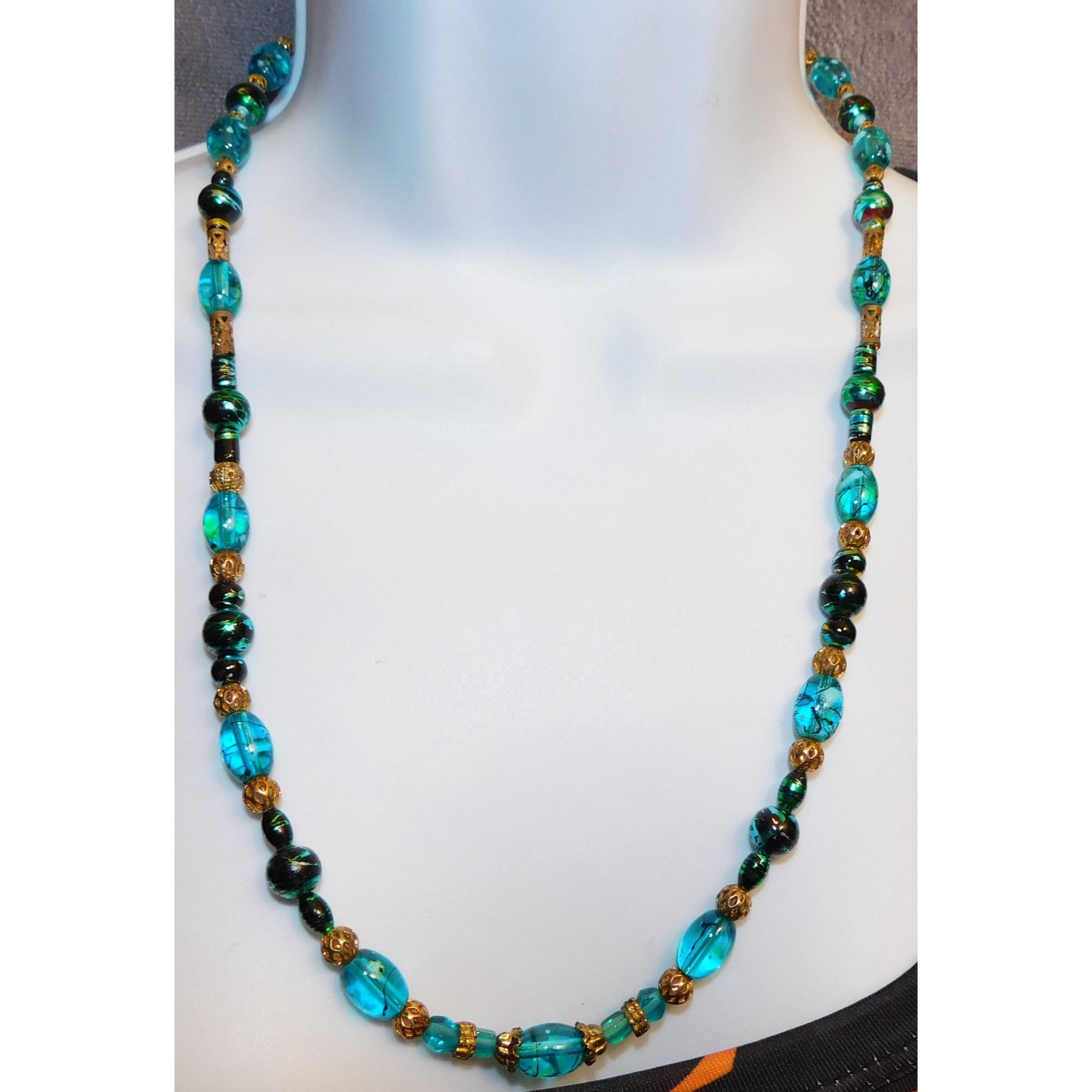 Other Blue And Gold Glass Necklace Size ONE SIZE - 1 Thumbnail