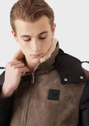Emporio Armani Emporio Armani hooded Suede and down jacket Size US L / EU 52-54 / 3 - 3 Thumbnail