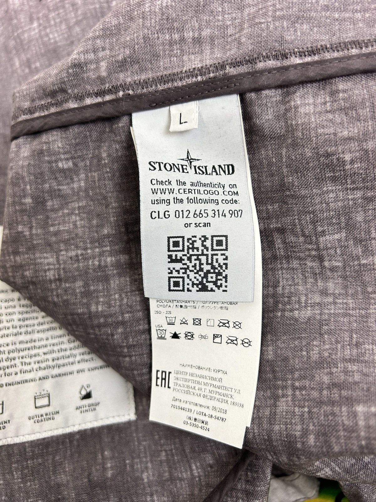 Stone Island Stone Island Lino Resinato-TC Hooded Jacket Grey Size L Size US L / EU 52-54 / 3 - 16 Thumbnail