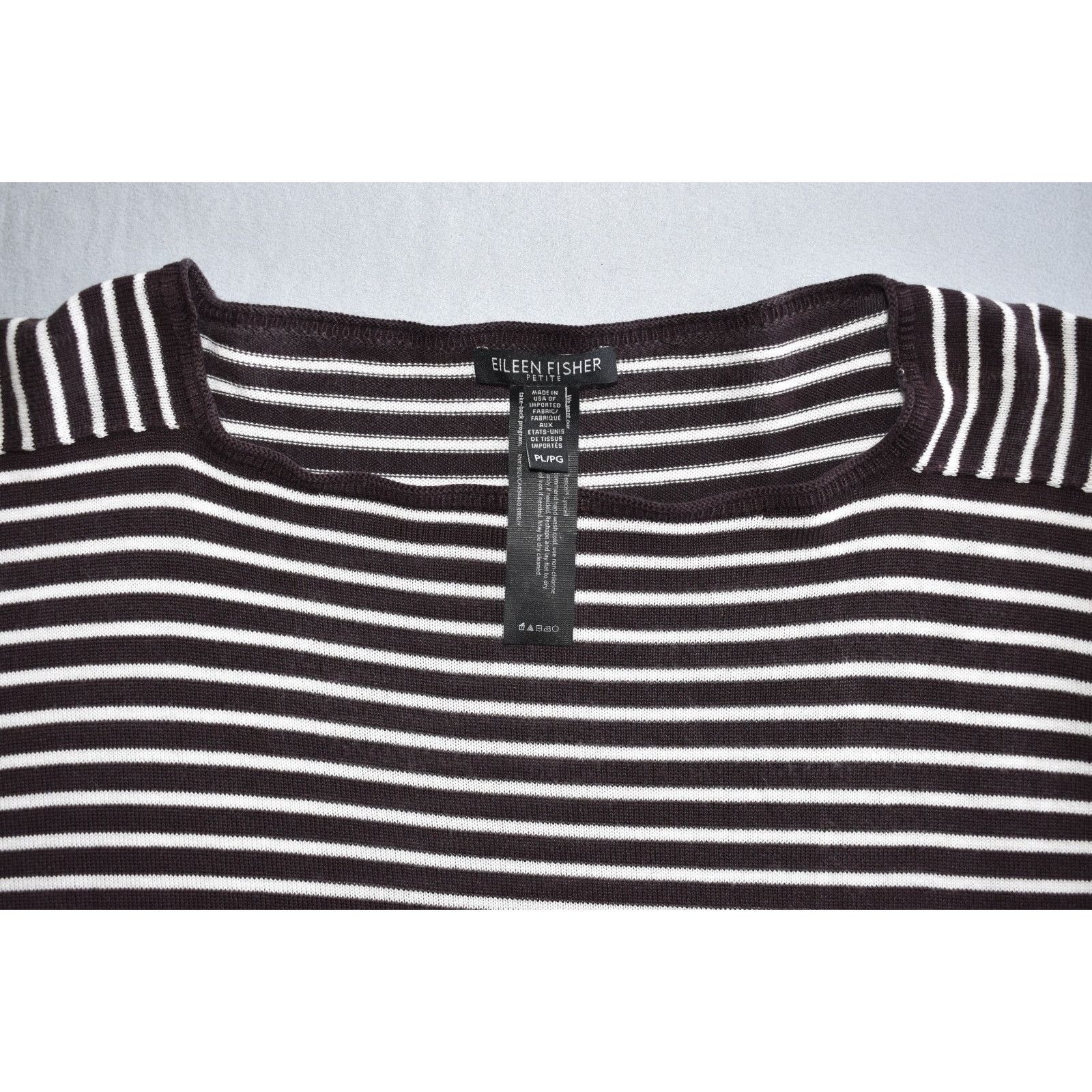 Eileen Fisher EILEEN FISHER Striped Tencel Knit LS Petite Sweater Top PL Size L / US 10 / IT 46 - 5 Thumbnail