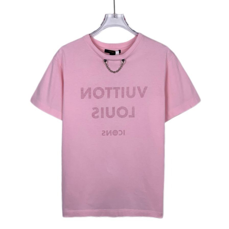 Louis Vuitton Louis Vuitton Pink Cotton T-Shirt With Chain Detail