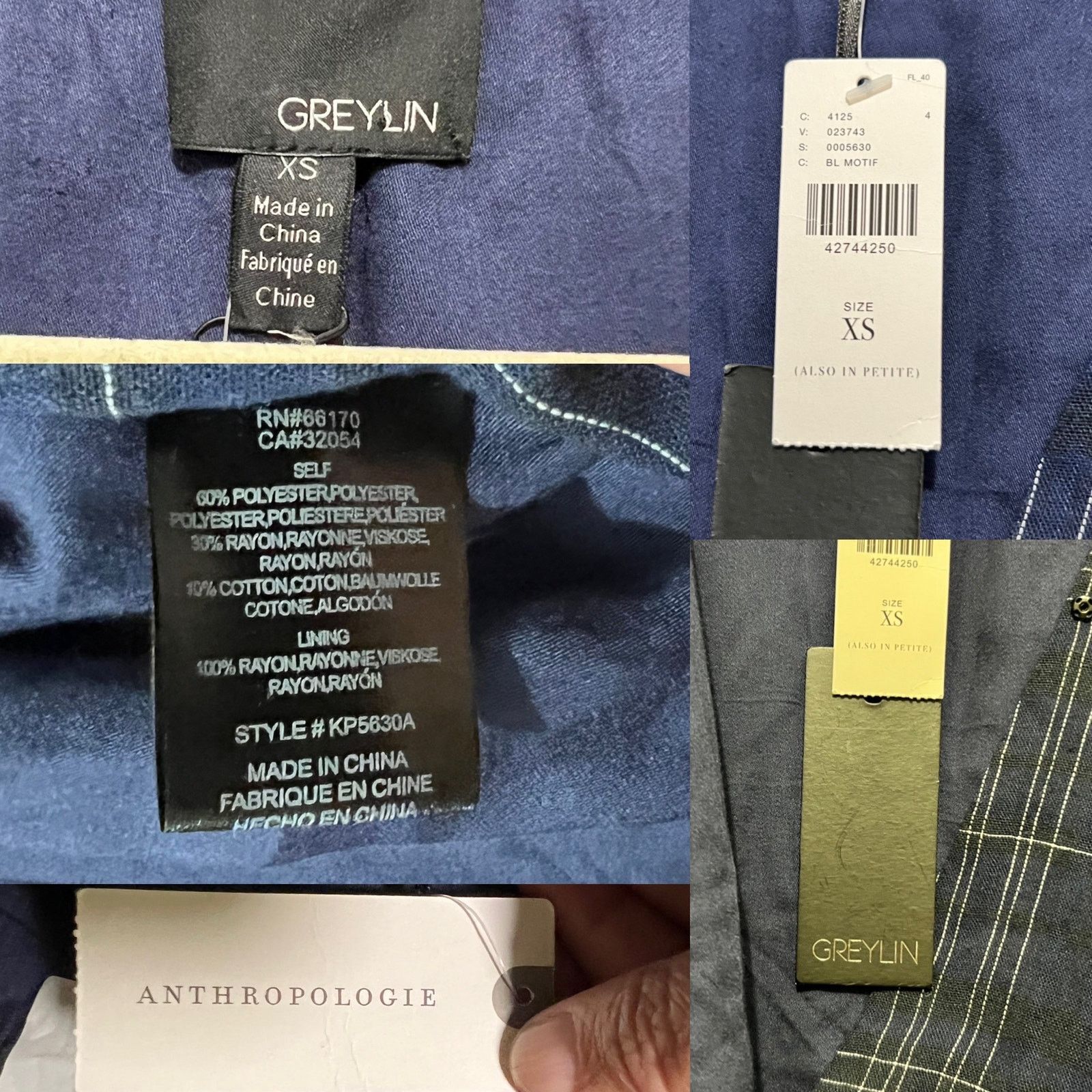 Anthropologie Anthropologie Greylin Kate Wrap Frt Navy Plaid Romper XS NWT Size 27" / US 4 / IT 40 - 5 Thumbnail