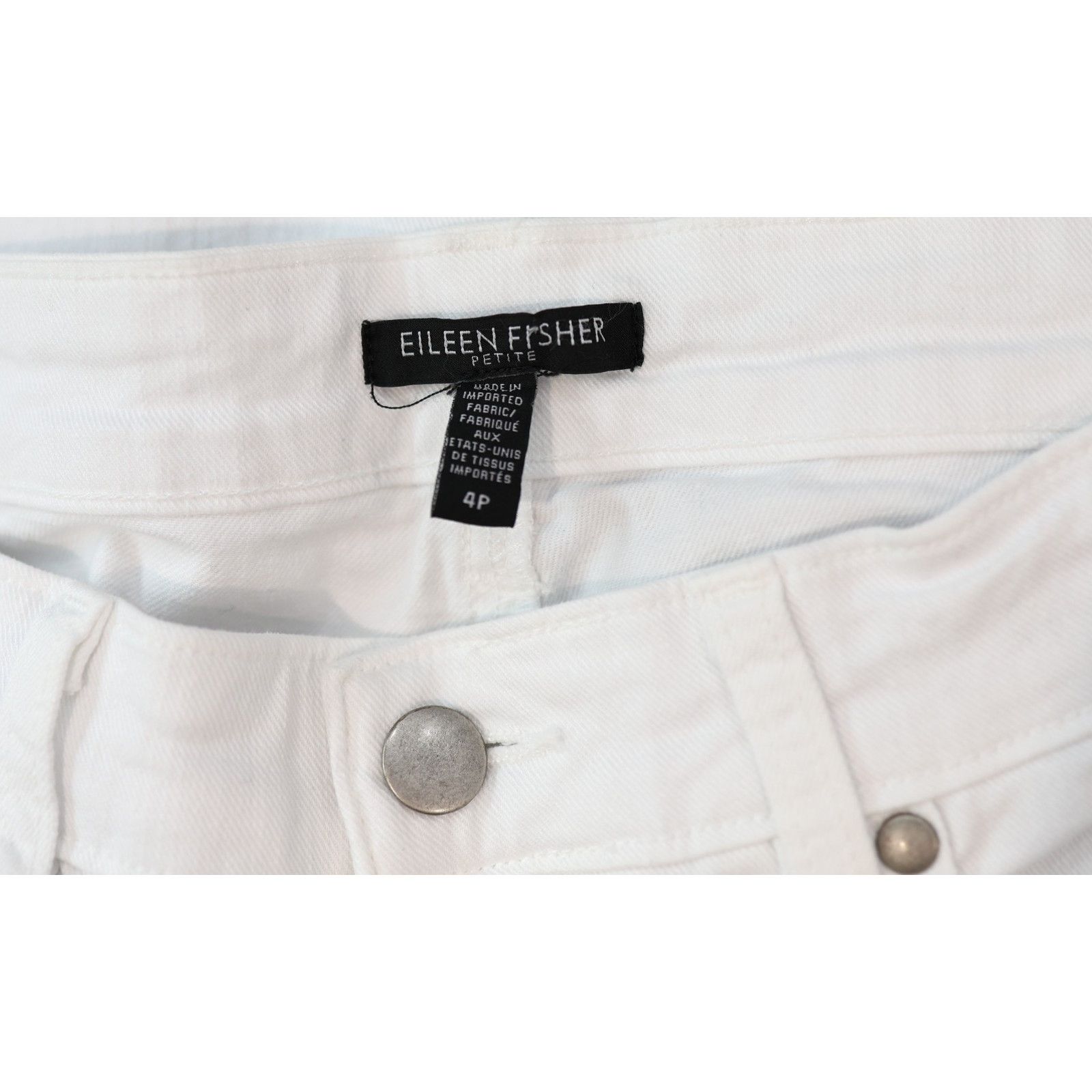 Eileen Fisher EILEEN FISHER White Cotton Denim 5-Pocket Jeans Size 4P Size 29" - 4 Thumbnail