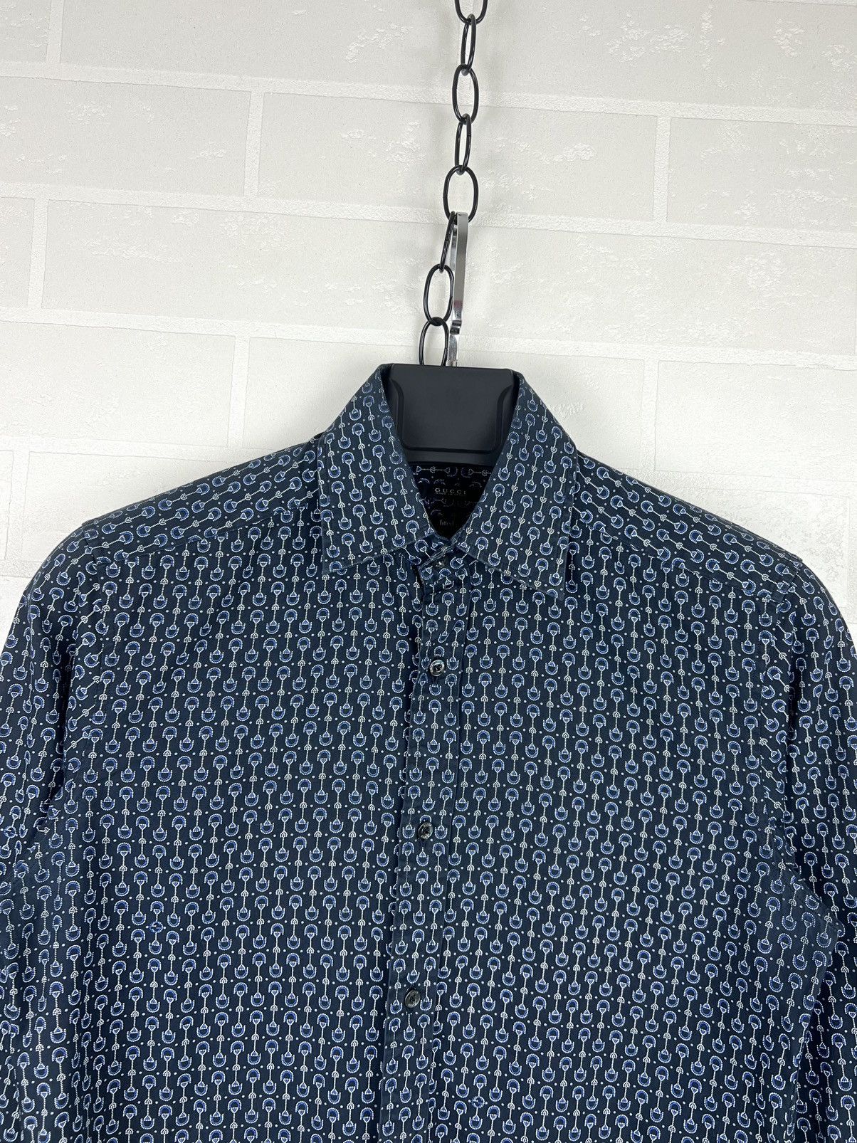 Gucci GUCCI Shirt Button Up Fitted Monogram Printed Horsebit Men's Size US S / EU 44-46 / 1 - 4 Thumbnail