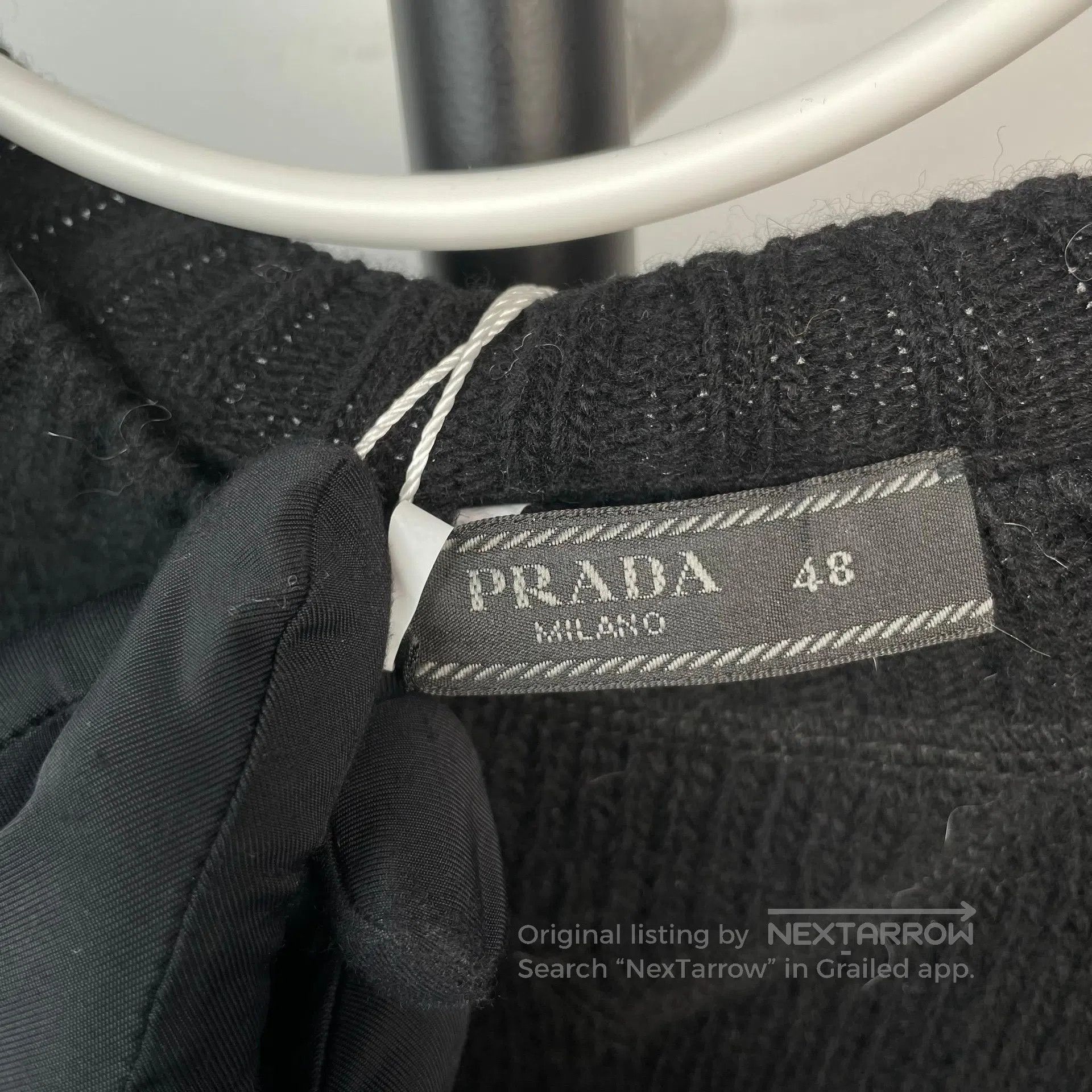 Prada Prada Black Letter Logo Knit Round Neck Sweater Top| Size US M / EU 48-50 / 2 - 9 Thumbnail