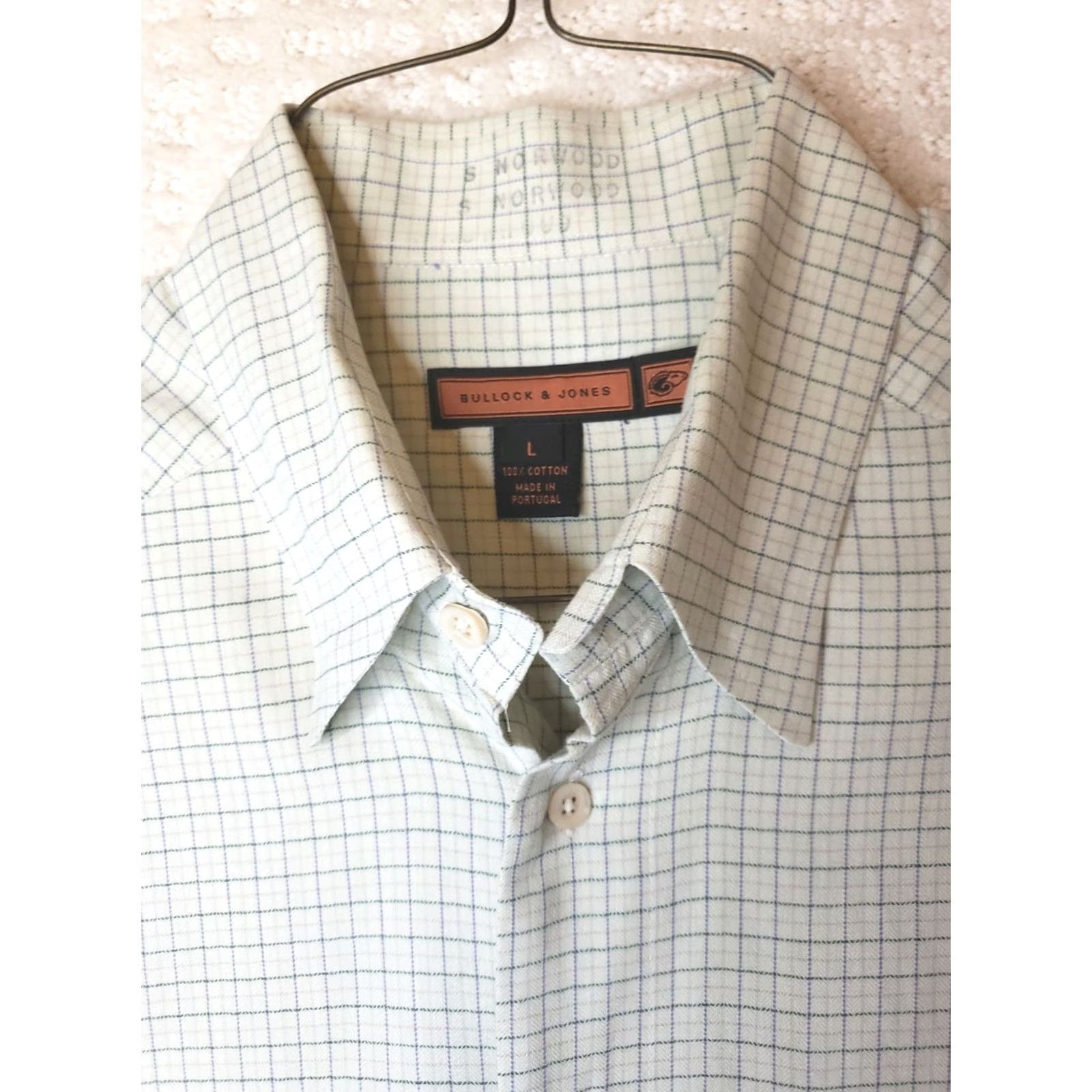 Vintage Bullock & Jones Men's L Green Check Long Sleeve Button-Up Shirt NICE SOFT FEEL Size US L / EU 52-54 / 3 - 5 Thumbnail