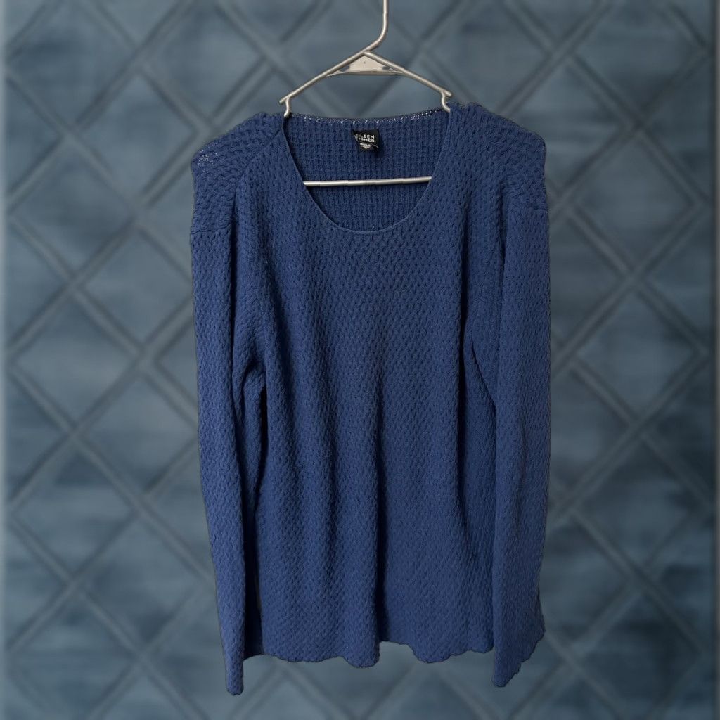Eileen Fisher VINTAGE Eileen Fisher Pullover Sweater Women Blue L Knit Viscose Nylon Blend Round Neck Long Sleeve Casual Womens Size L / US 10 / IT 46 - 1 Thumbnail