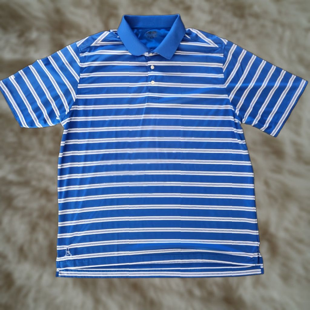 Vintage Ping Polo Shirt Mens XL Blue White Striped Performance Stretch Embroidered Golf Polo Shirt Mens XL Blue White Striped Embroidered Size US XL / EU 56 / 4 - 1 Thumbnail