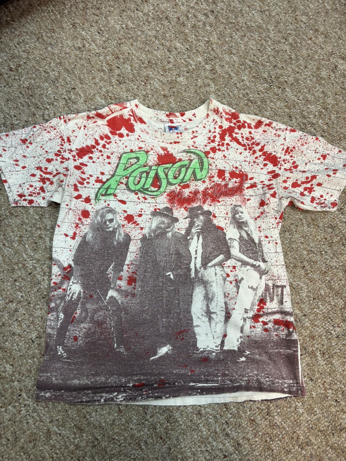 Vintage Vintage Poison "Flesh & Blood Tour '90-'91" T-Shirt XL Size US XL / EU 56 / 4 - 1 Thumbnail