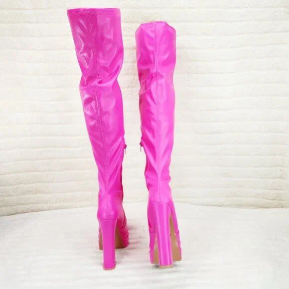 Other Delicious Hot Pink Fuchsia Pointy Toe Platform High Heel Str Size US 7 / IT 37 - 6 Thumbnail