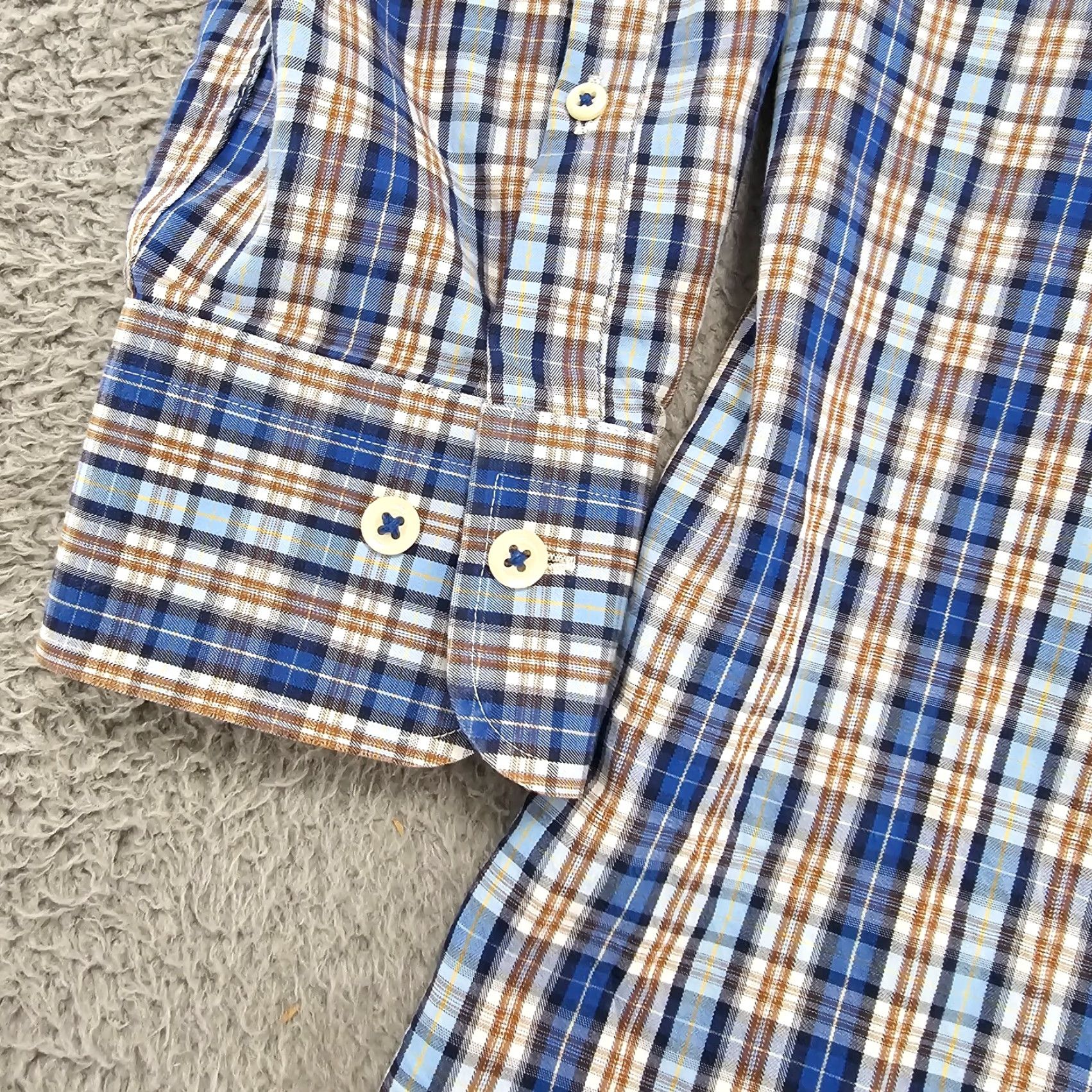 Peter Millar Peter Millar Shirt Mens Size XL Blue Brown Check Long Sleeve Button Up Size US XL / EU 56 / 4 - 4 Thumbnail
