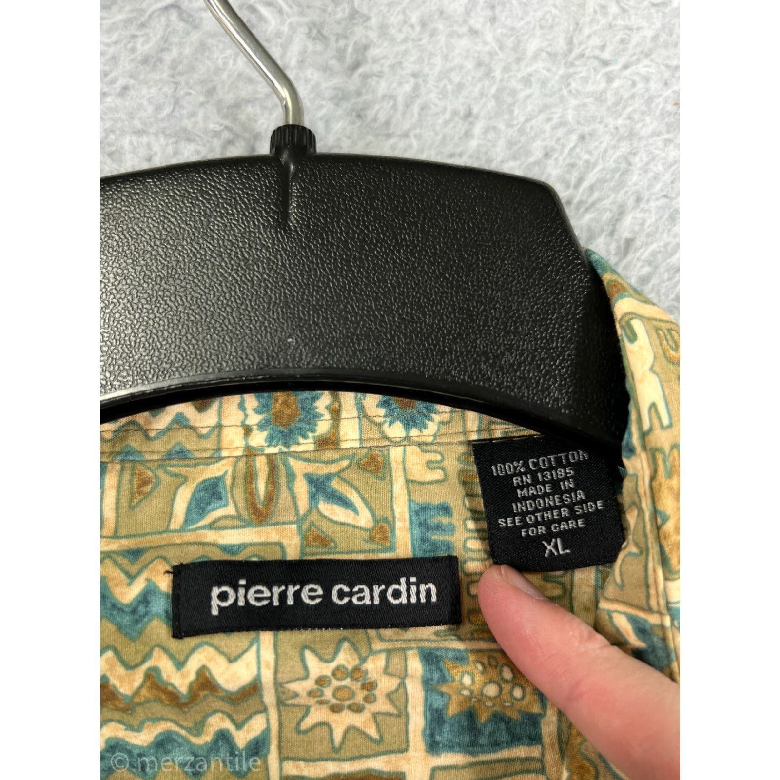 Pierre Cardin Pierre Cardin Shirt Mens XL Green Floral Resort Hawaiian Button-Up Short Sleeve Size US XL / EU 56 / 4 - 3 Thumbnail
