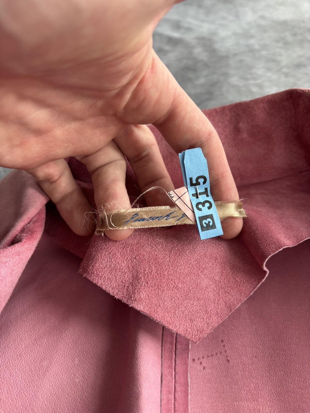 Designer Vintage Pink Suede Coat Made in Italy Cropped Peacock Blue Size XS / US 0-2 / IT 36-38 - 5 Thumbnail