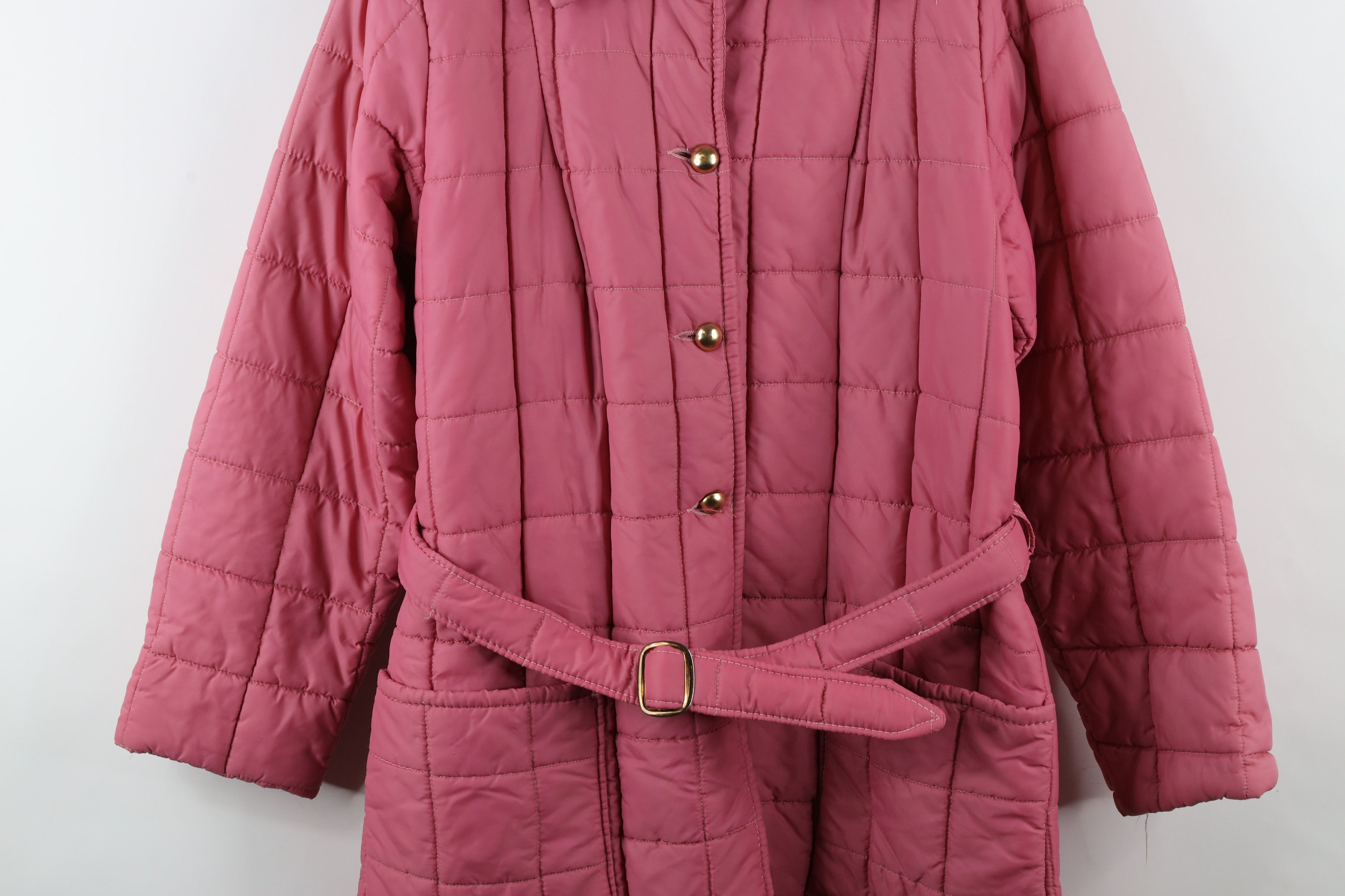 Vintage Vintage 70s Streetwear Quilted Belted Puffer Jacket Pink USA Size L / US 10 / IT 46 - 3 Thumbnail