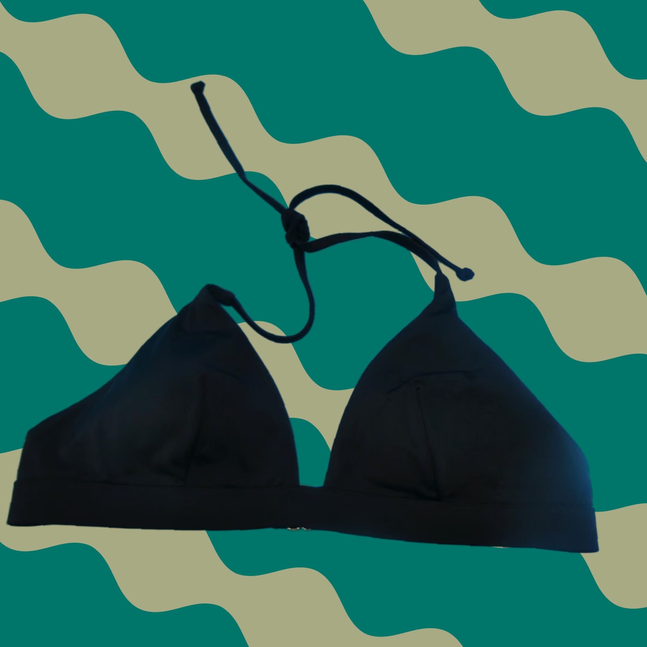 Victoria's Secret Bikini Top Triangle Halter Padded Black L D Cup Beach Swimwear Womens