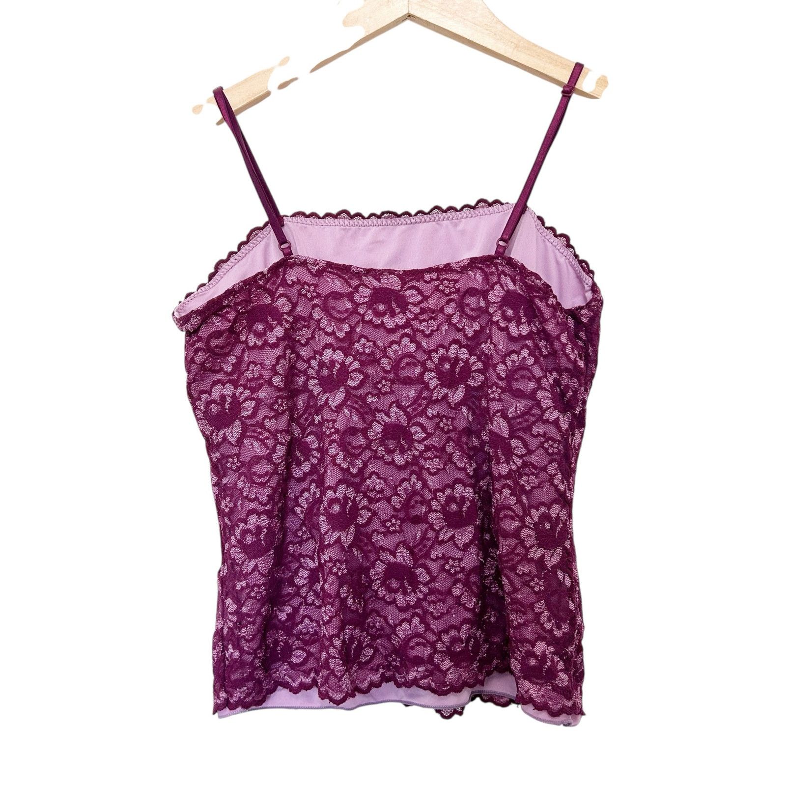 Other Vintage New York & Company Maroon Lace Cami Tank Top Sz XS Size XS / US 0-2 / IT 36-38 - 3 Thumbnail