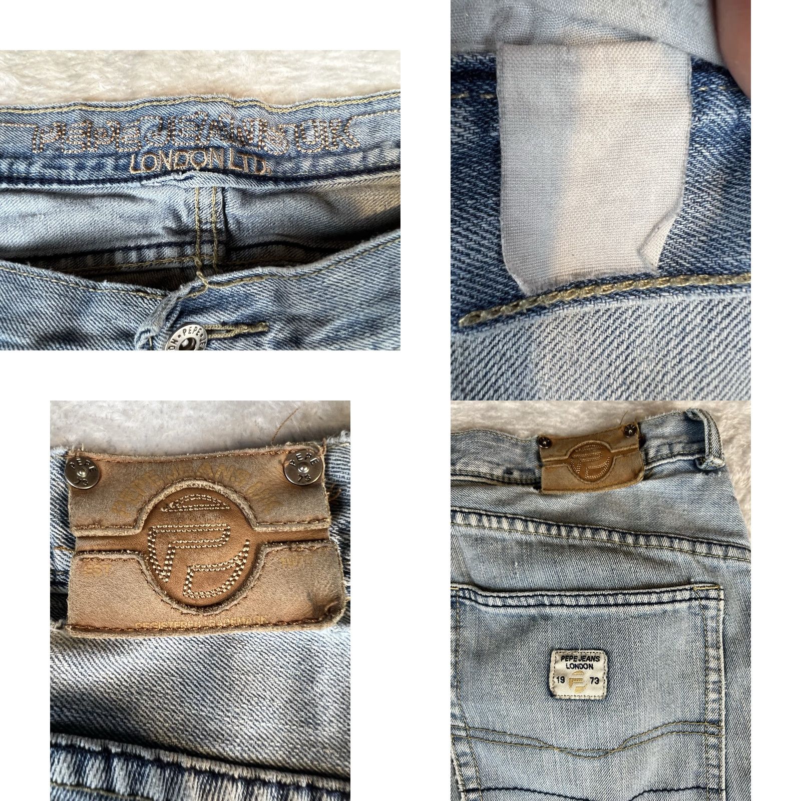 Vintage VINTAGE Pepe Jeans London Jeans Mens 38.5x30.5 Blue Distressed Light Wash Wide-Leg Skater - 90s Hip Hop Grunge Theme Mens Jeans Size US 39 - 9 Thumbnail