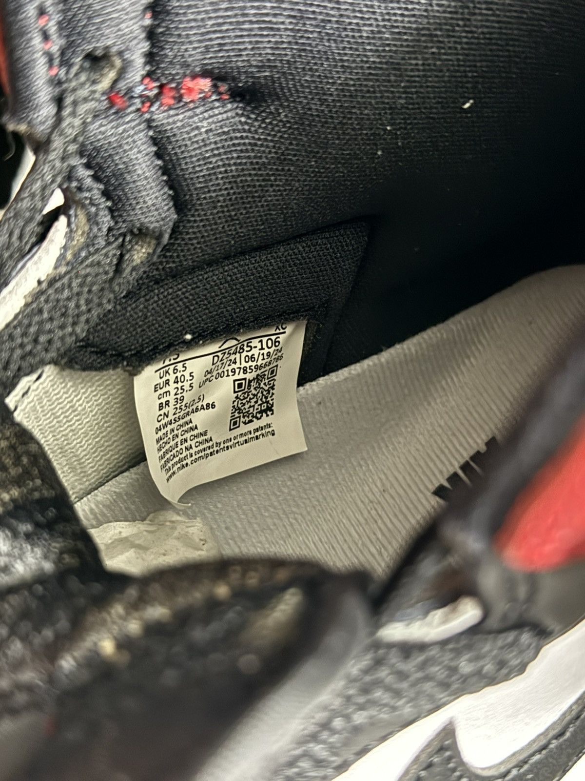 Jordan Brand Bred Toe 1s Size US 7.5 / EU 40-41 - 6 Thumbnail