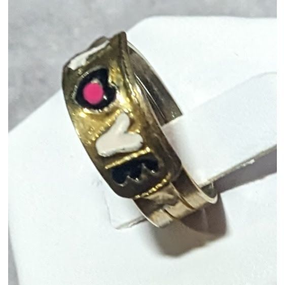 Other Coquette Gold Tone Enamel Filled Love Ring Size 8 Size ONE SIZE - 11 Thumbnail