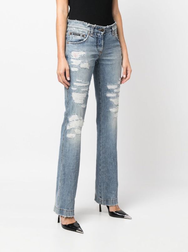 Dolce & Gabbana Dolce & Gabbana 2000s distressed straight leg jeans Size 26" / US 2 / IT 38 - 1 Thumbnail
