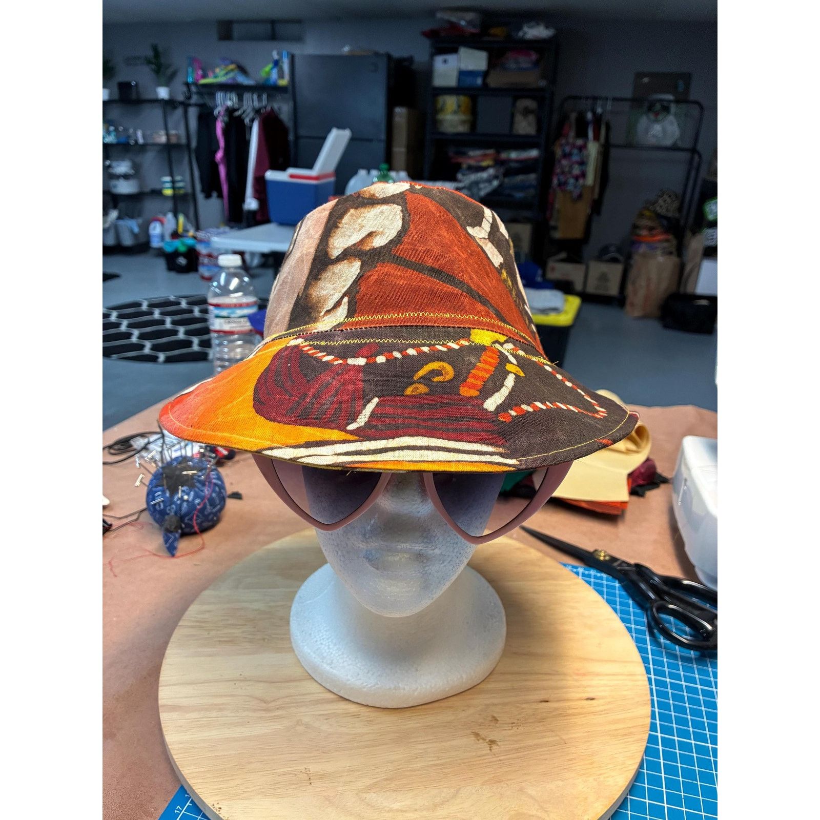 Other Handmade Waxed Cotton Bucket Hat Medium | Upcycled Painted Size ONE SIZE - 9 Thumbnail