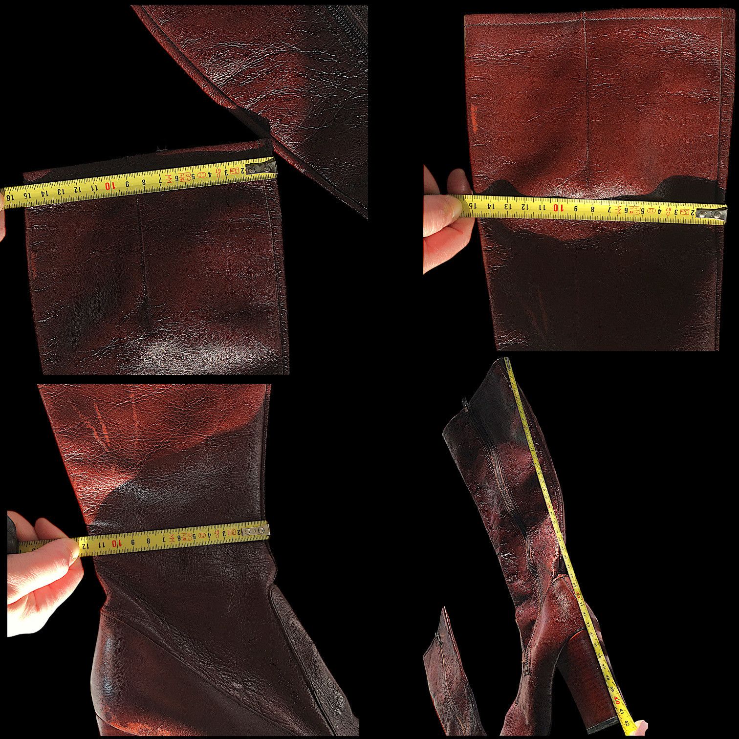 Vintage Burgundy Leather Boots - High Block Heel - France 70s Size US 6 / IT 36 - 18 Thumbnail