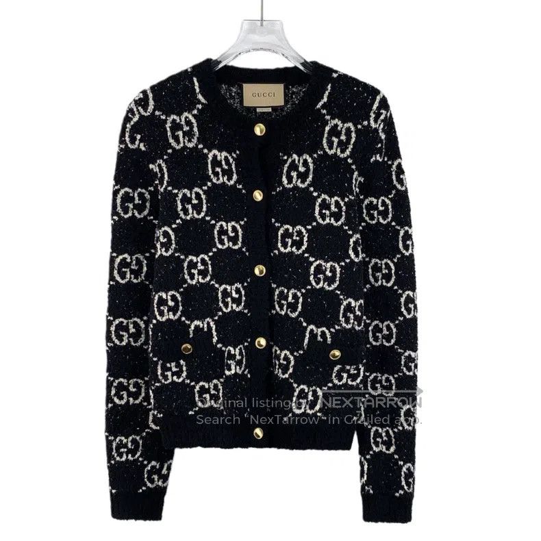 Gucci Gucci 23 black logo jacquard full-print cotton round-neck Size S / US 4 / IT 40 - 1 Thumbnail