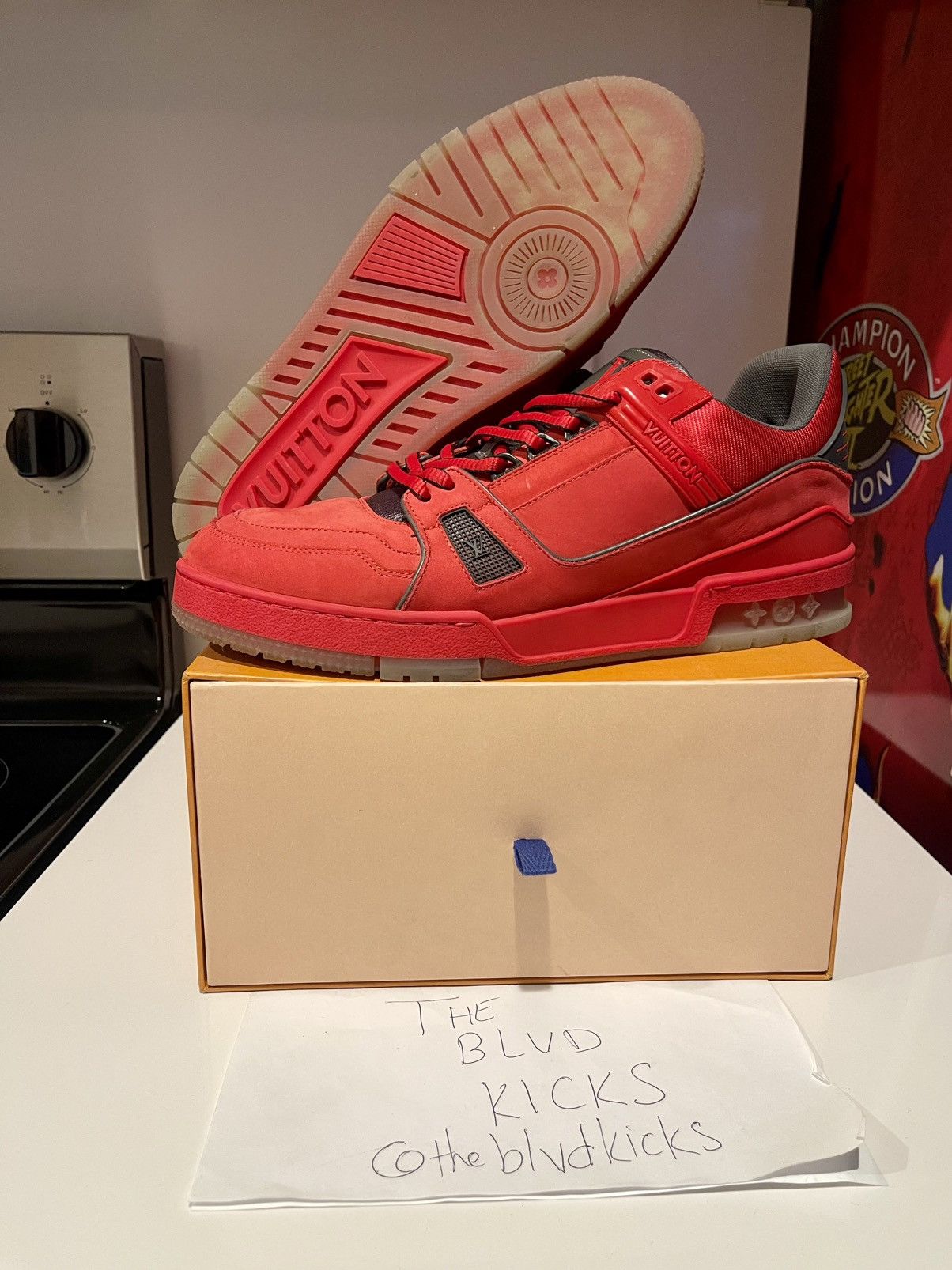 Louis Vuitton Louis Vuitton 408 Trainer Low Top Virgil Red Grey Size US 10 / EU 43 - 2 Thumbnail
