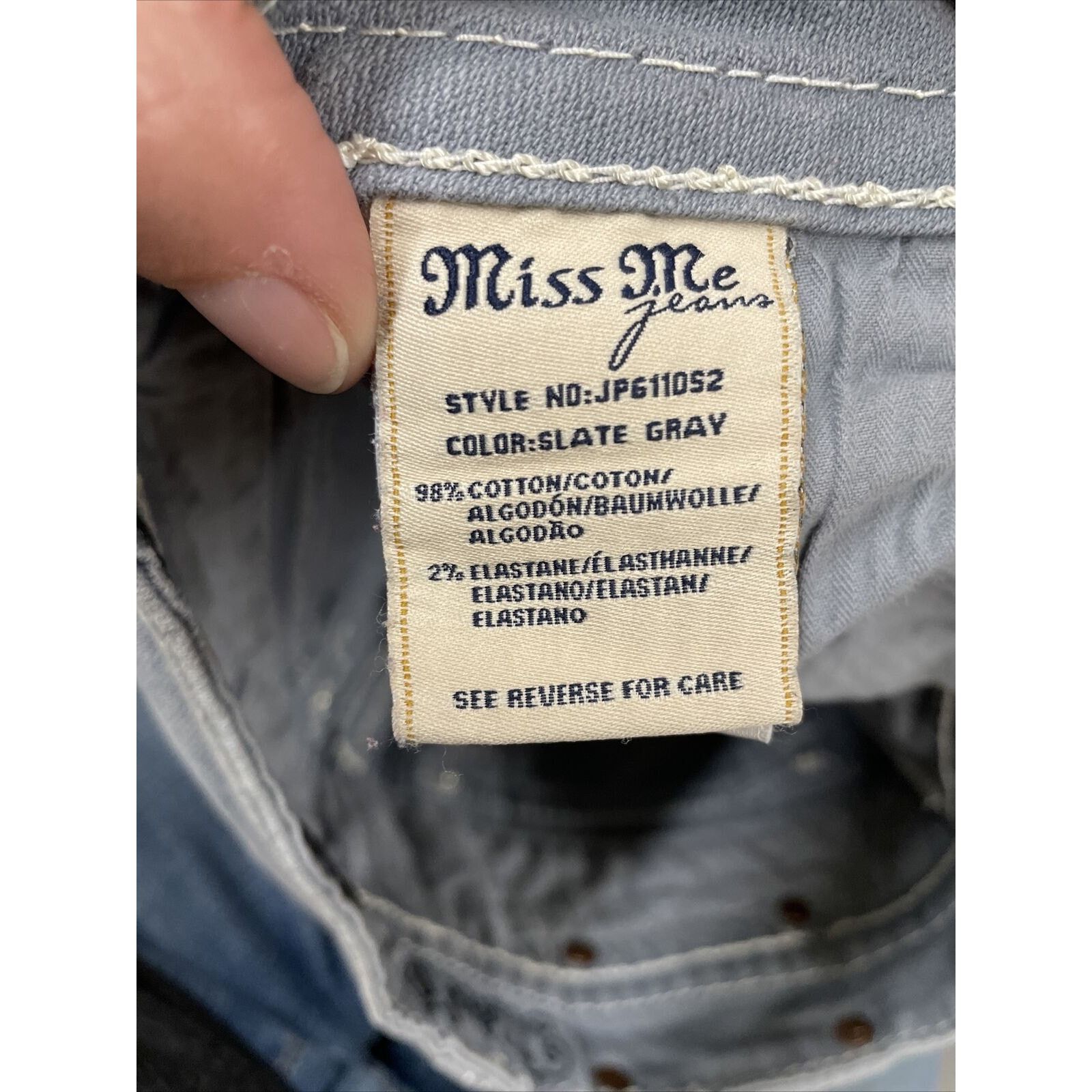 Miss Me WOMENS MISS ME JP611052 SKINNY SLATE GRAY DENIM JEANS SZ 25 Size 25" / US 0 / IT 36 - 4 Thumbnail