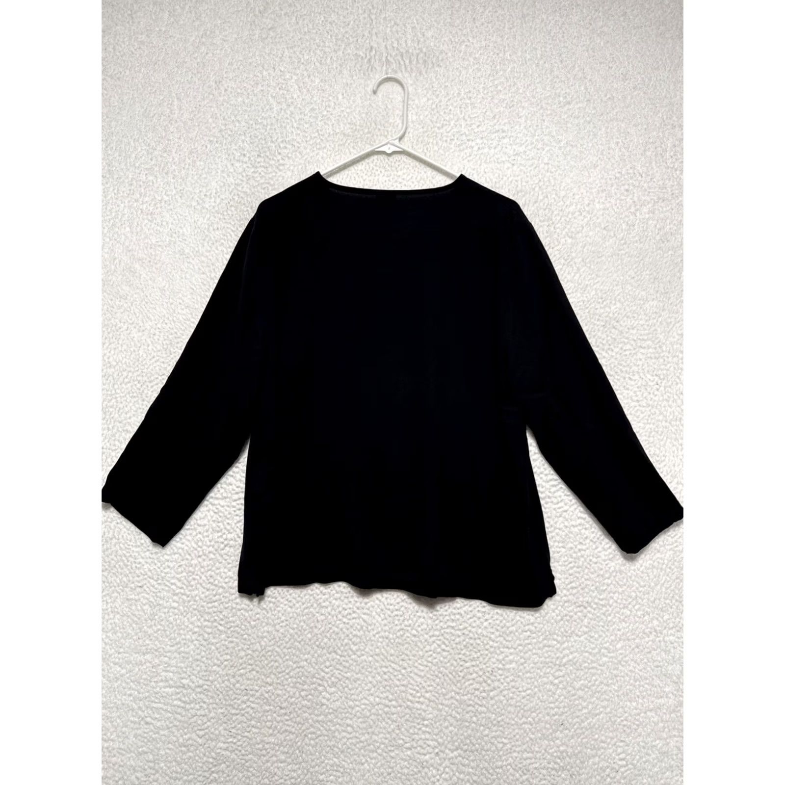 Eileen Fisher EILEEN FISHER Cardigan Top Silk 100% Sheer Button Long Sleeve Black L Womens Regular Cardigan Size L / US 10 / IT 46 - 2 Thumbnail