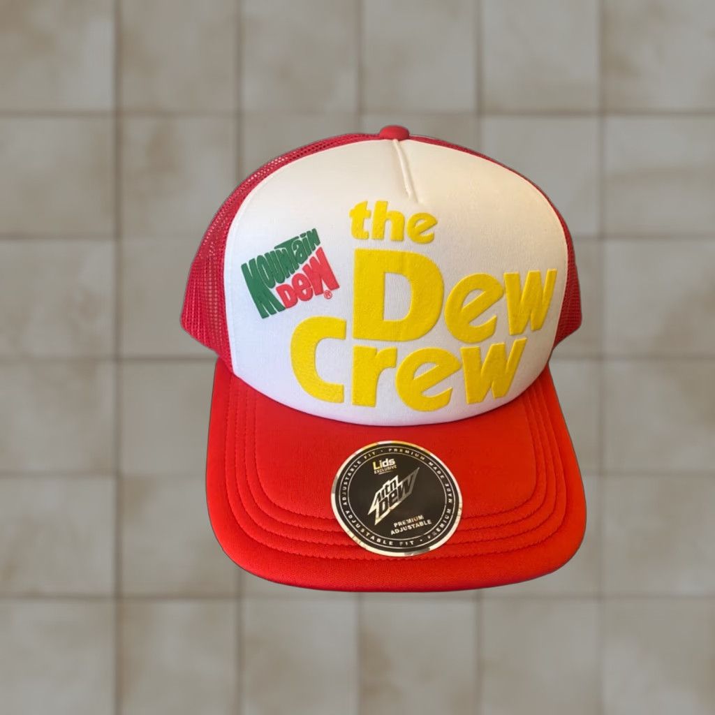 Lids VINTAGE Mountain Dew The Dew Crew Adjustable Trucker Hat Cap New Size ONE SIZE - 1 Thumbnail