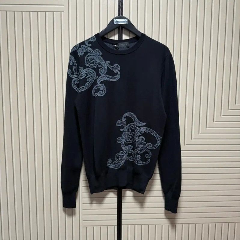 Versace Versace Black Wool Blend Pullover Sweater 0089 Size US M / EU 48-50 / 2 - 1 Thumbnail
