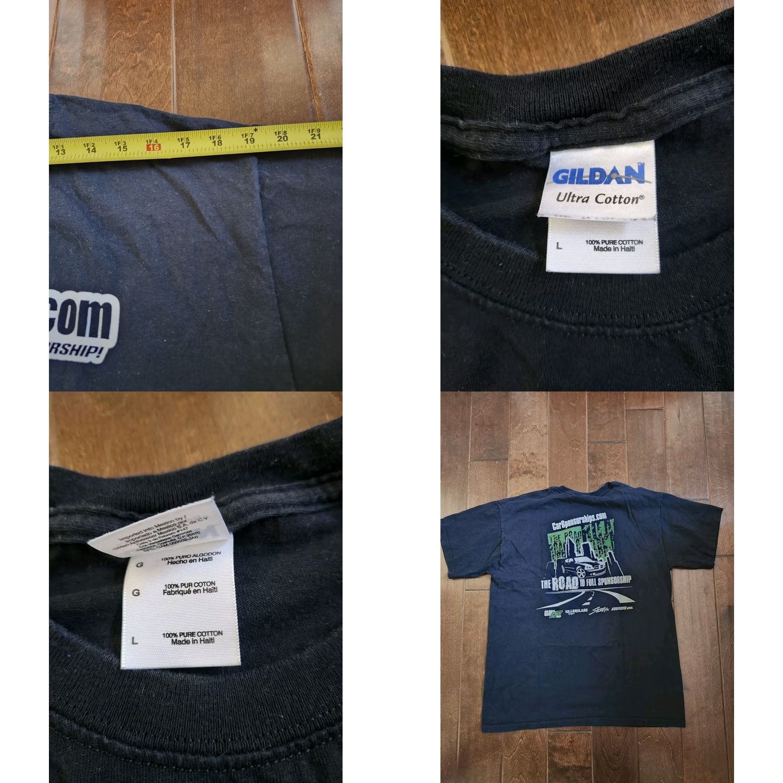 Gildan Gildan T-Shirt Car Sponsorship Road To Full Sponsorship Graphic Tee Black Size L Men's Short Sleeve Crew Neck Cotton Graphic Print All Seasons Size US L / EU 52-54 / 3 - 8 Thumbnail