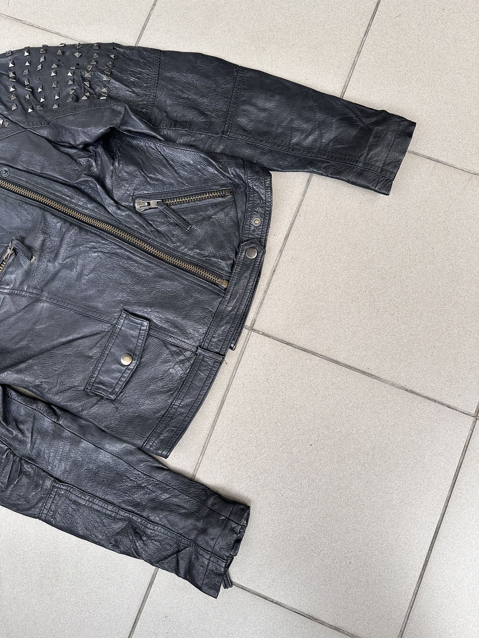Leather × Vintage Vintage Leather biker jacket avant garde archive metal Size M / US 6-8 / IT 42-44 - 4 Thumbnail