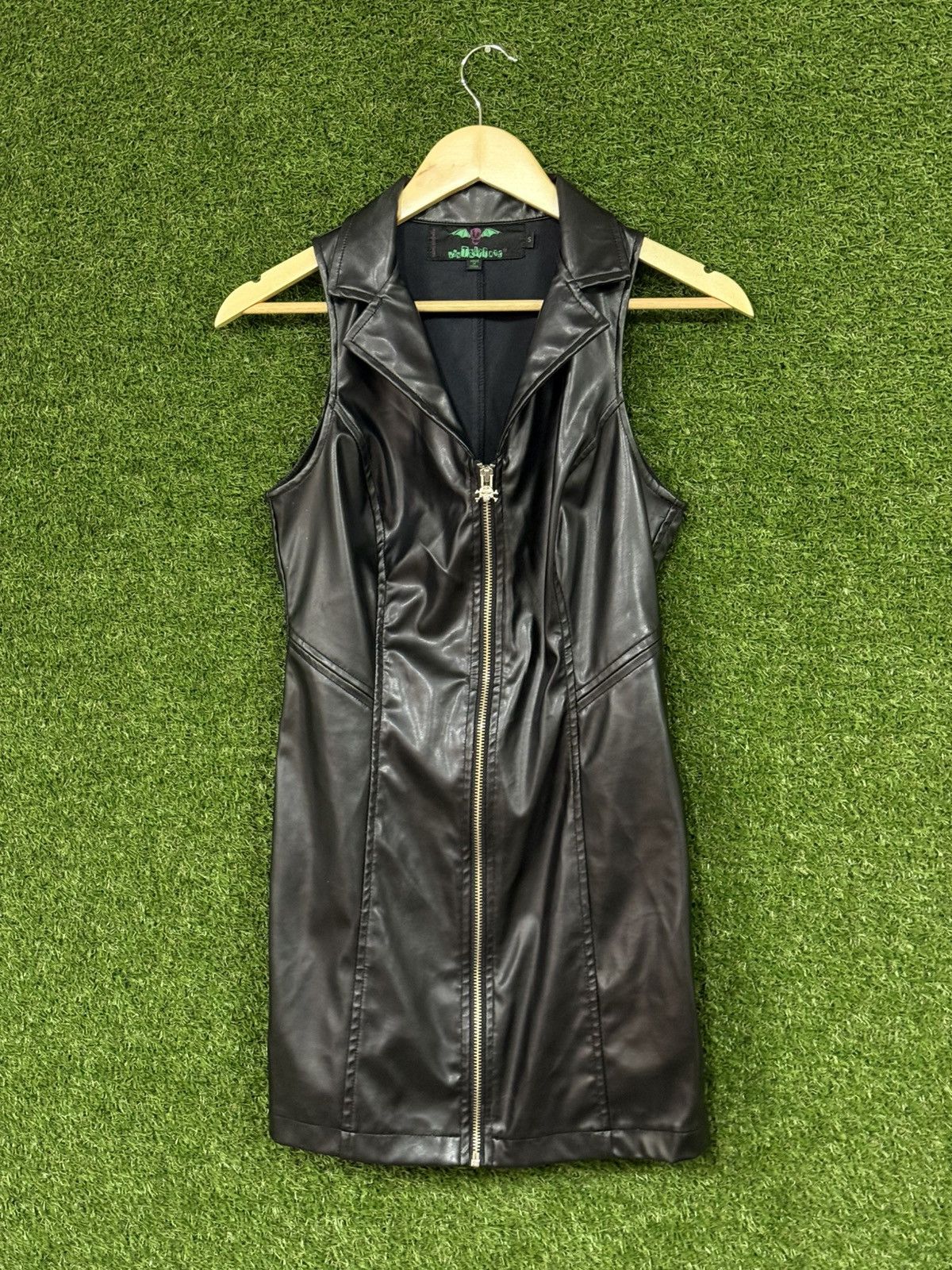 Tripp NYC Tripp NYC Soft Black Leather Full Zip Dress Chrome Skull S Size S / US 4 / IT 40 - 1 Thumbnail