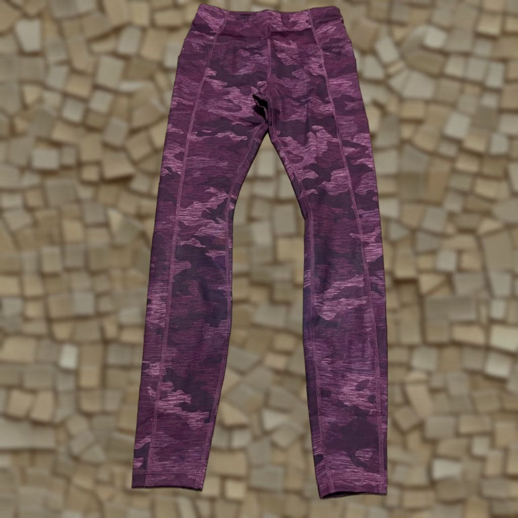 Avia Avia Leggings, Women's XS, Pull On, Camouflage, Purple, Size XS, Casual, Ankle, Inseam 28 in, Colorful, Fall, Spring, Summer, Regular, Women, Pants Size 26" / US 2 / IT 38 - 1 Thumbnail