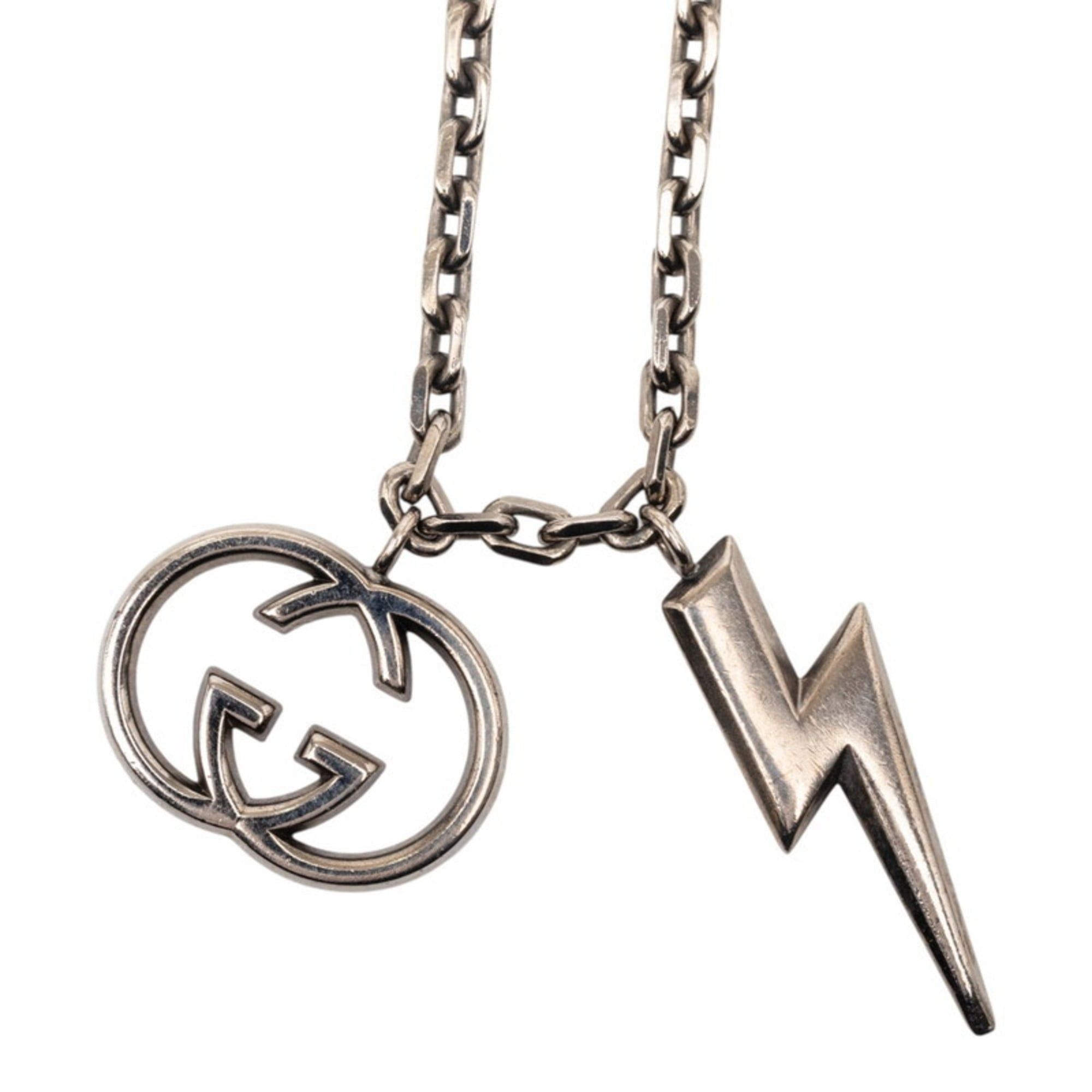 Gucci Interlocking Lightning Motif Necklace In Silver Sv925 For Women