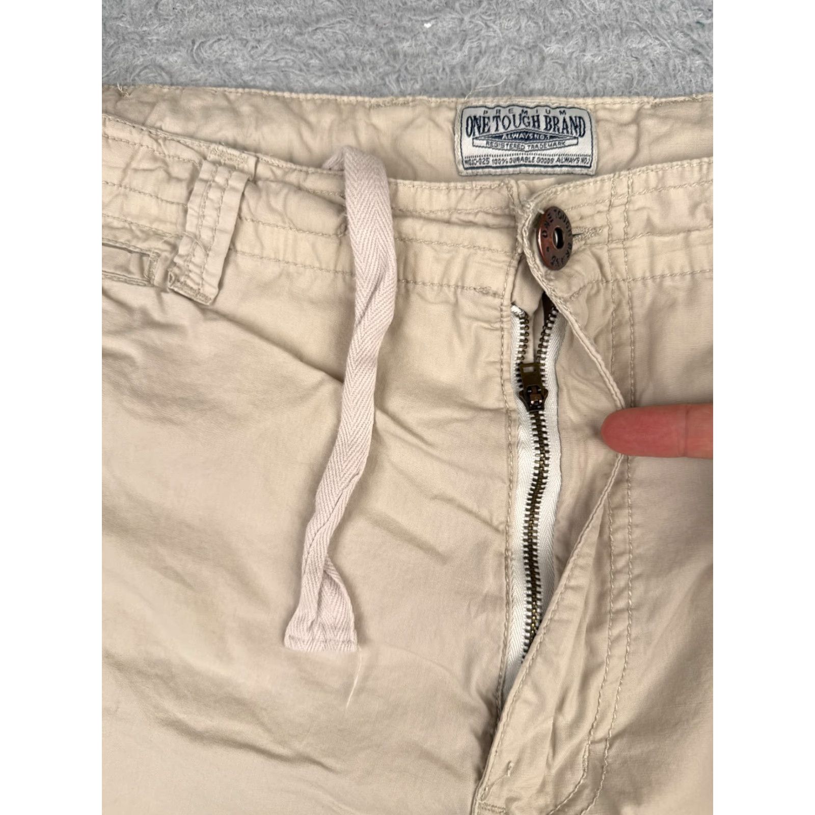 J Brand Urban Pipeline Shorts Mens 38 Beige Cargo Drawstring 100% Cotton Canvas Casual Size US 38 / EU 54 - 6 Thumbnail